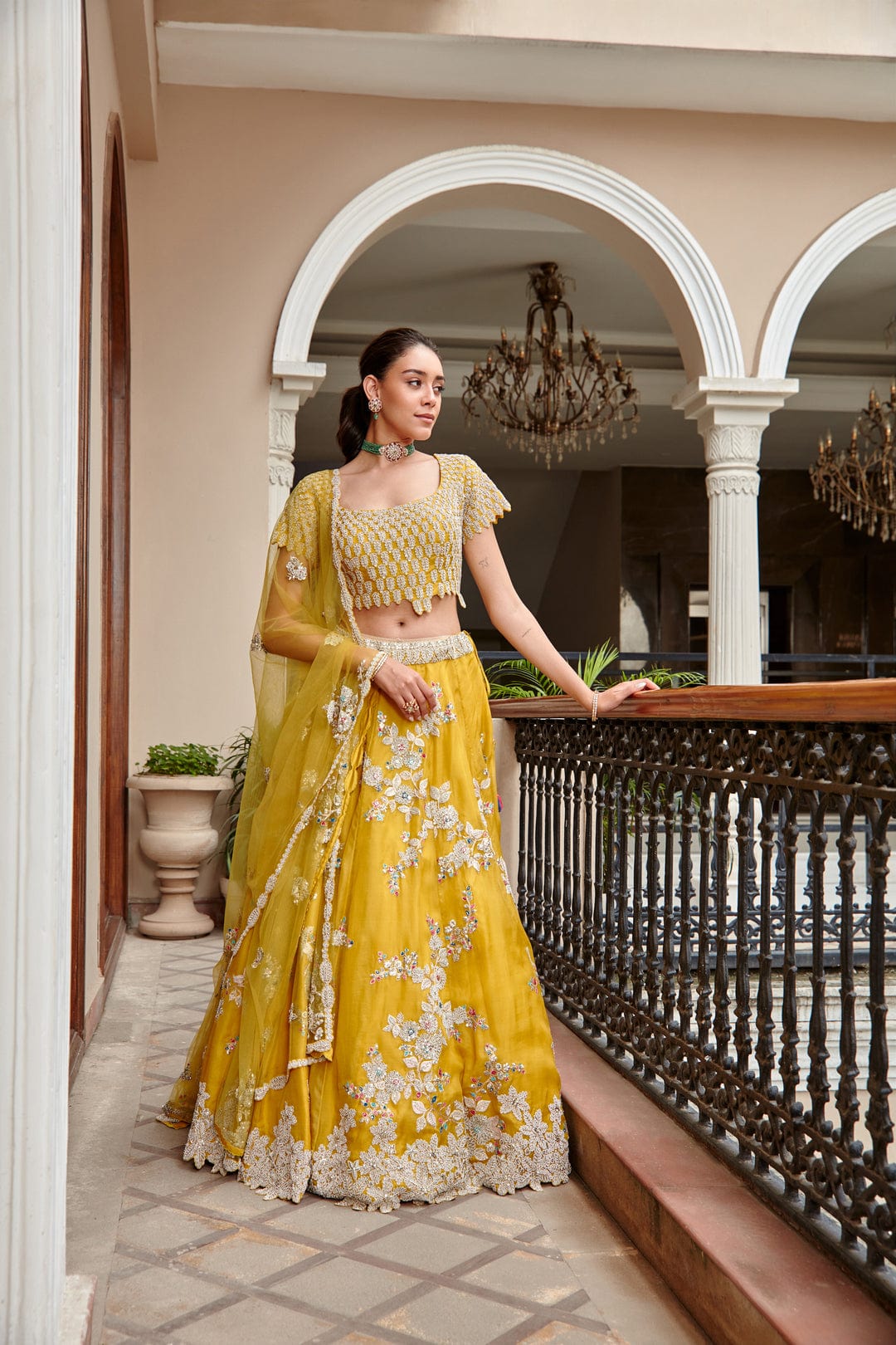 Honey Gold Embroidered Lehenga Set