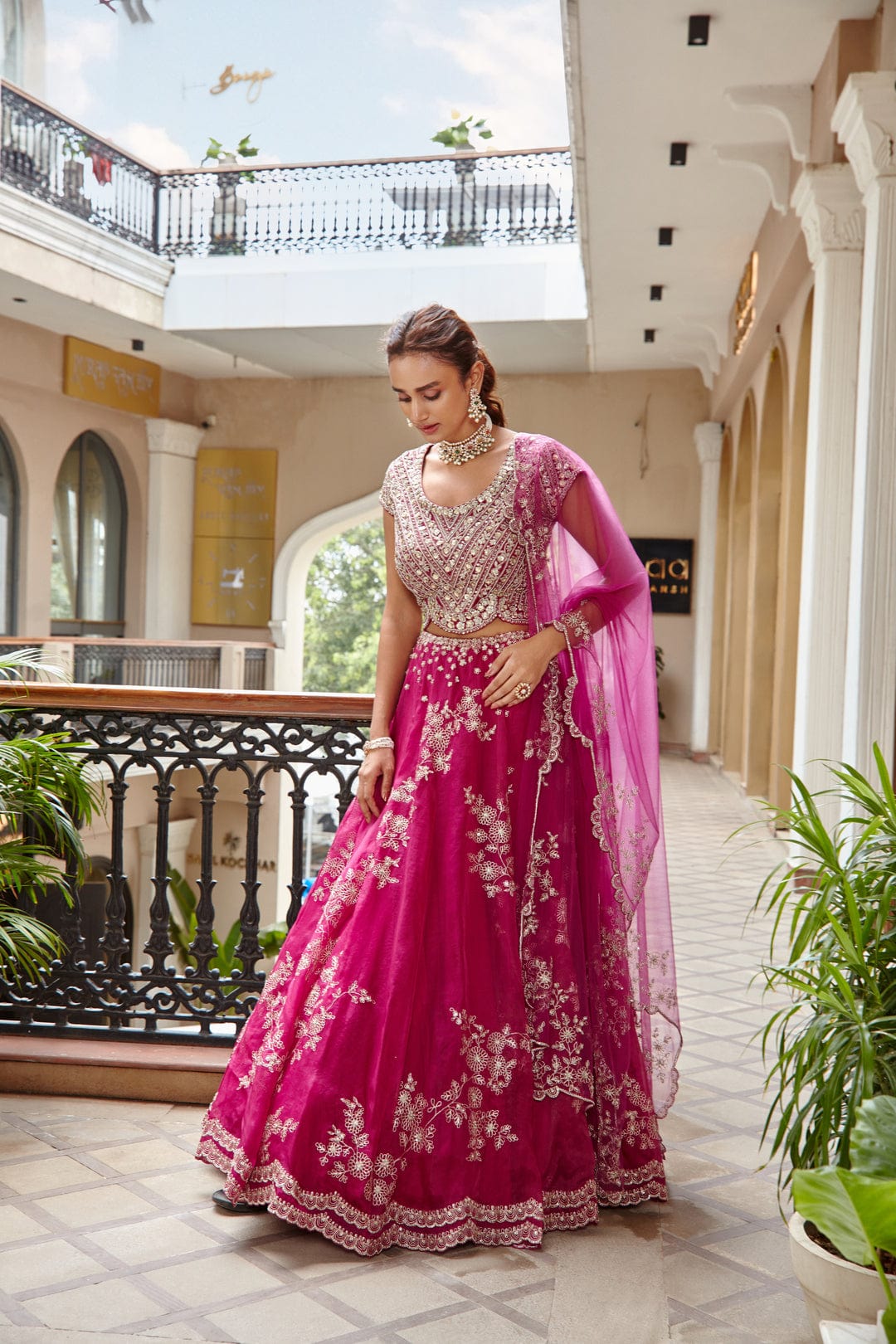 Plum Embroidered Lehenga Set
