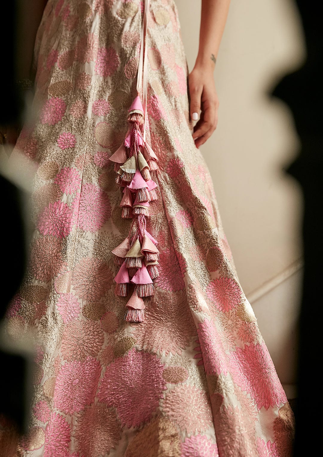 Gul Brocade and Applique Lehenga Set