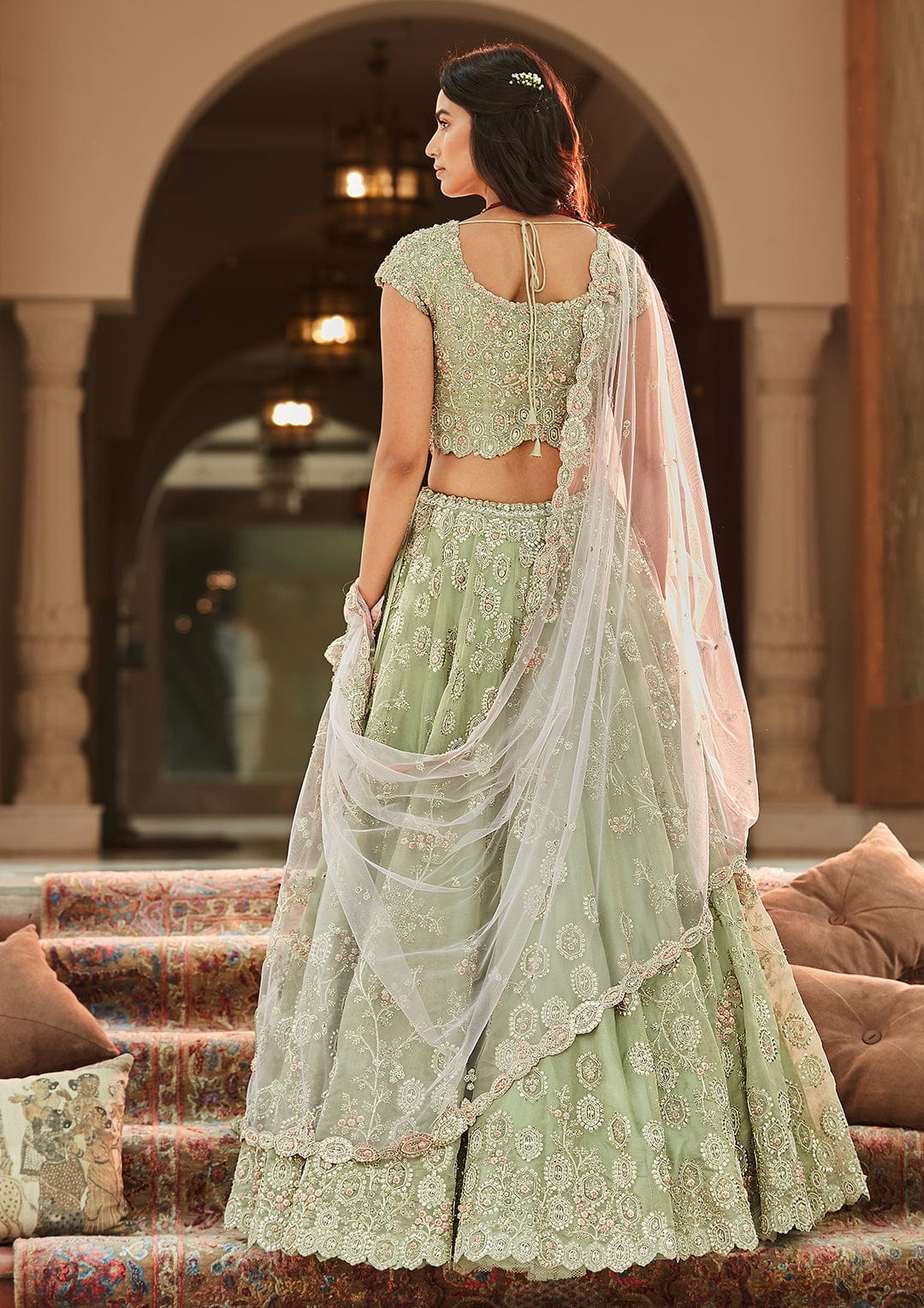 Frost Blue Embroidered Lehenga Set