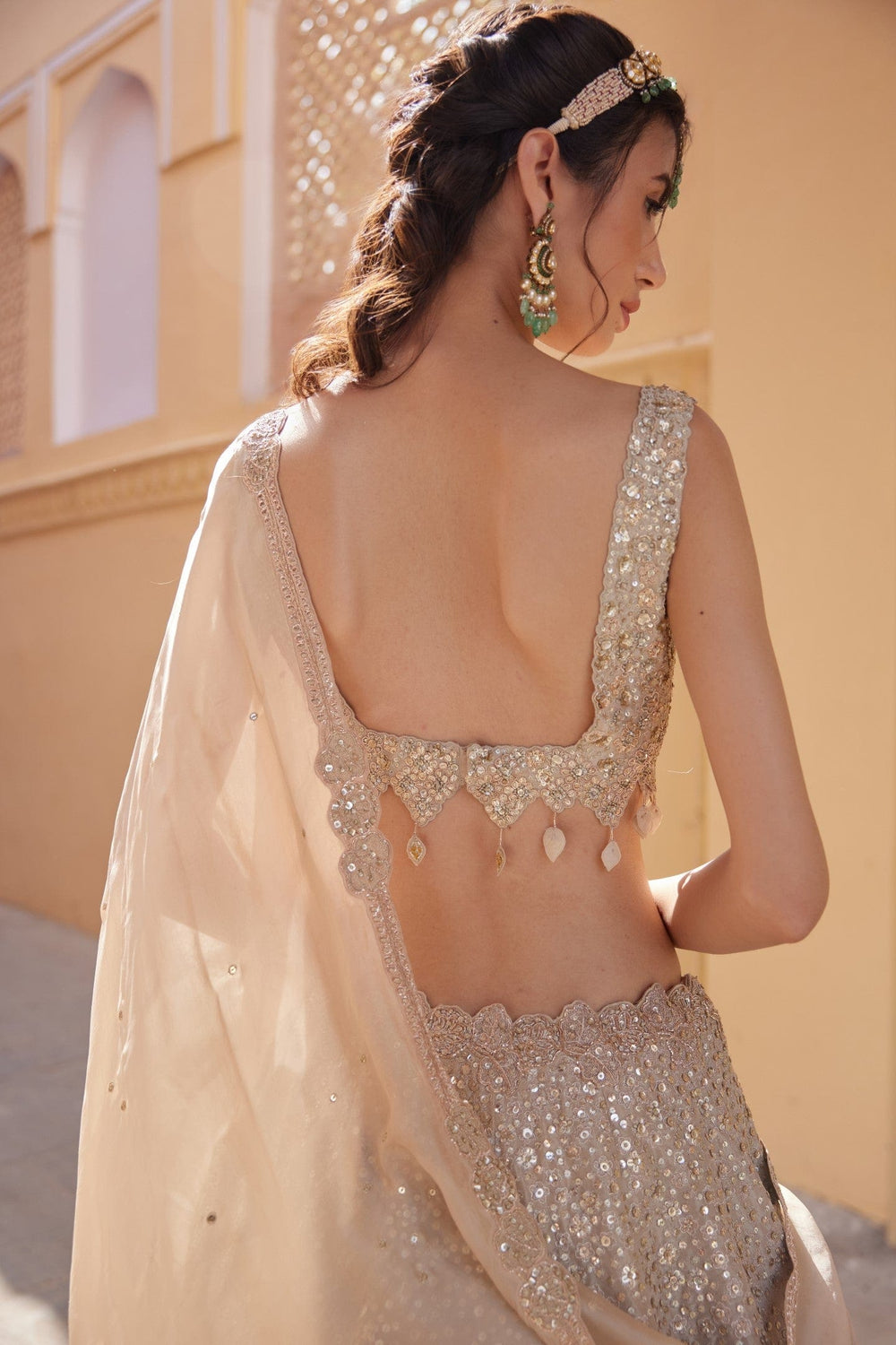 Champagne Aurelia Heavily Embellished Lehenga Set!