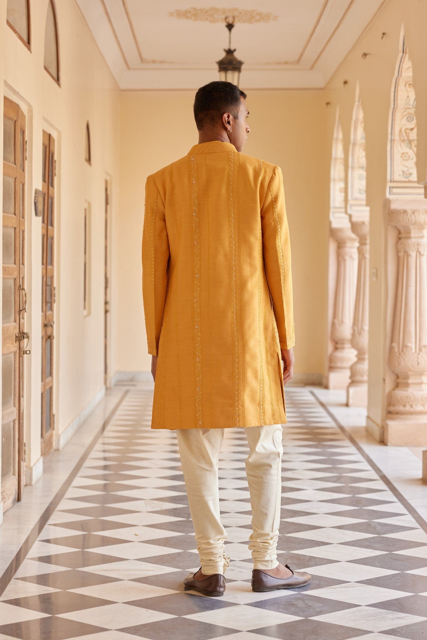 Orange Peel Sherwani Set
