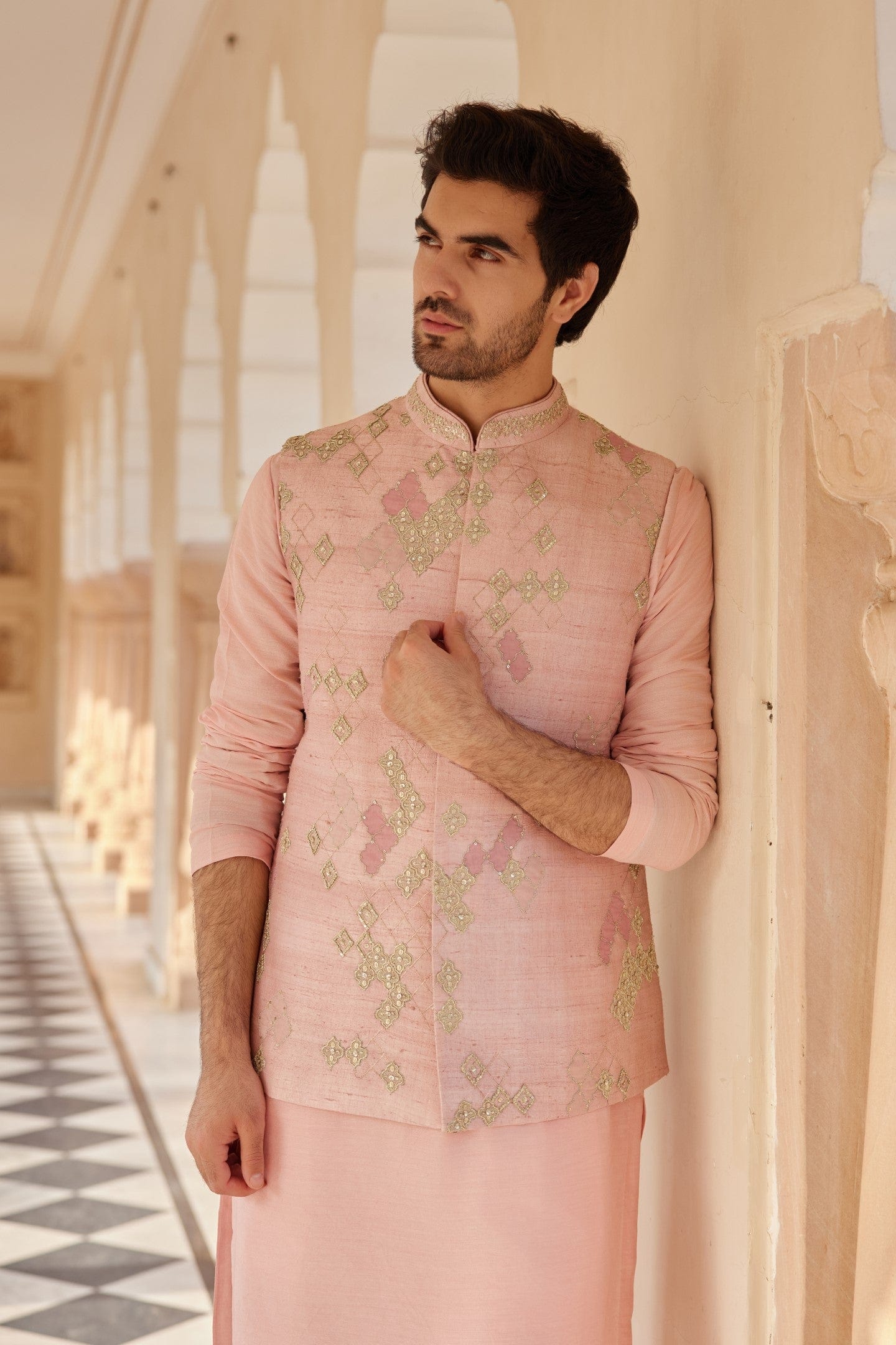 Tea Rose Nehru Jacket Set