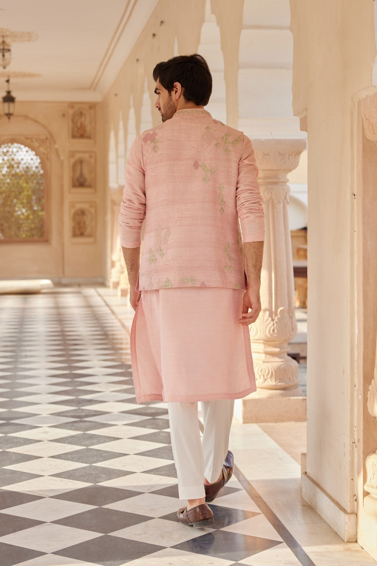 Tea Rose Nehru Jacket Set