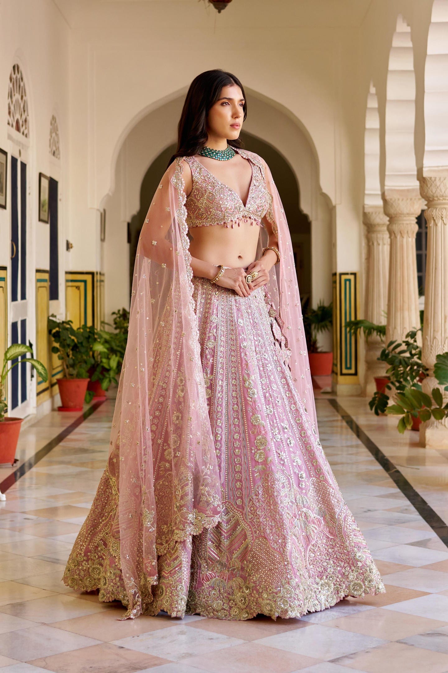 Rosaline Pink Organza Lehenga Set