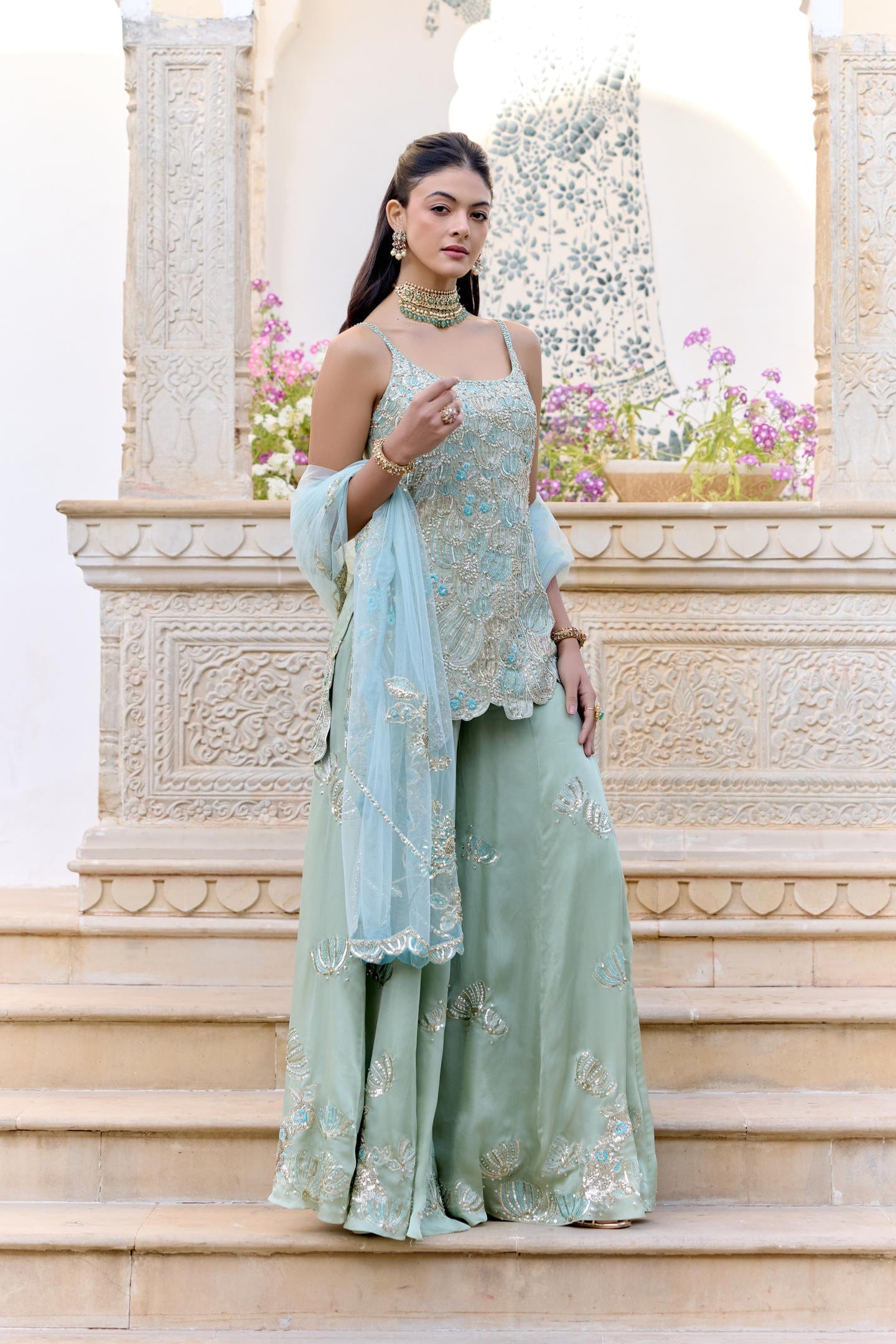 Sage Sharara Set
