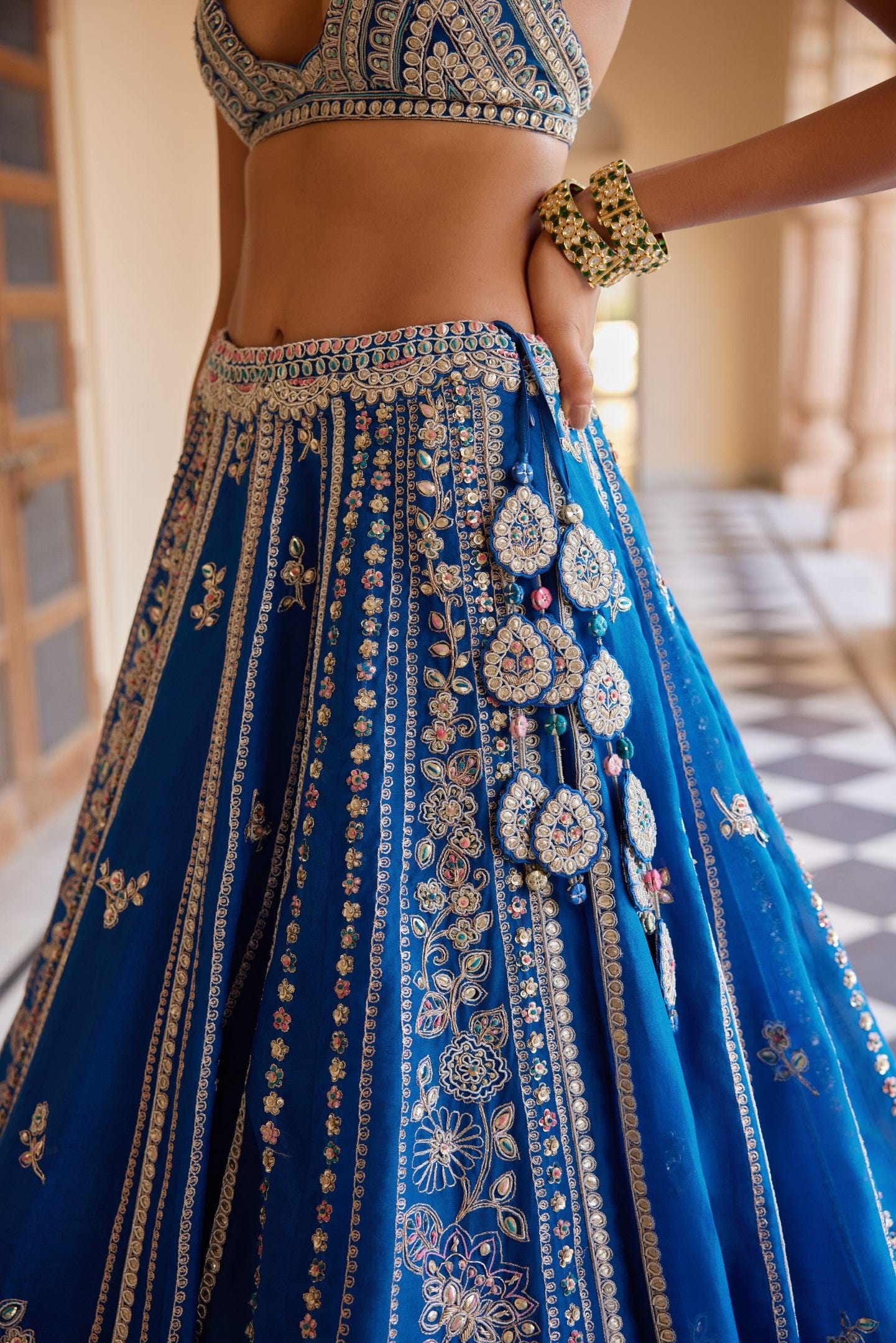 Jade Blue Embroidered Lehenga