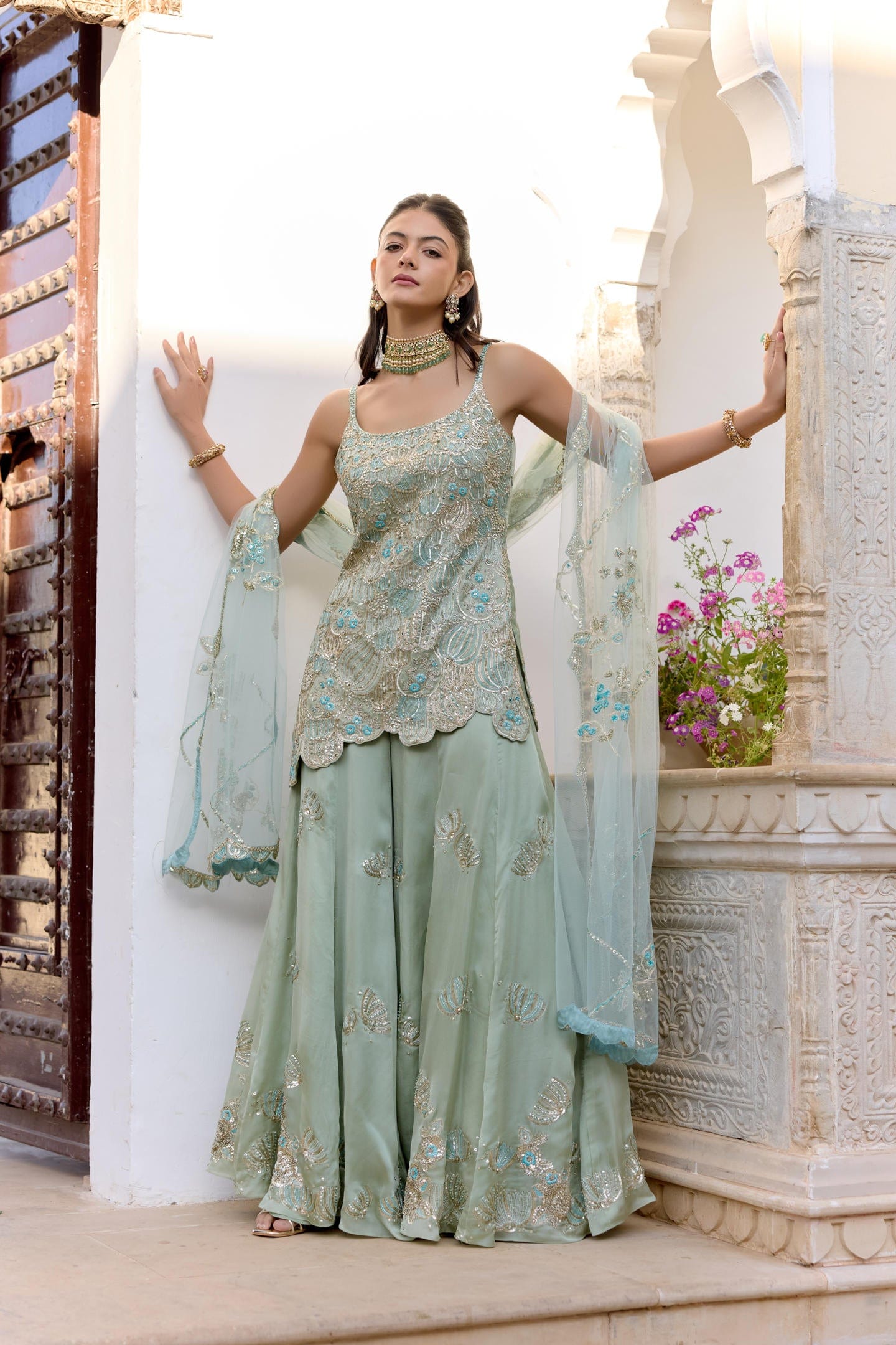 Sage Sharara Set