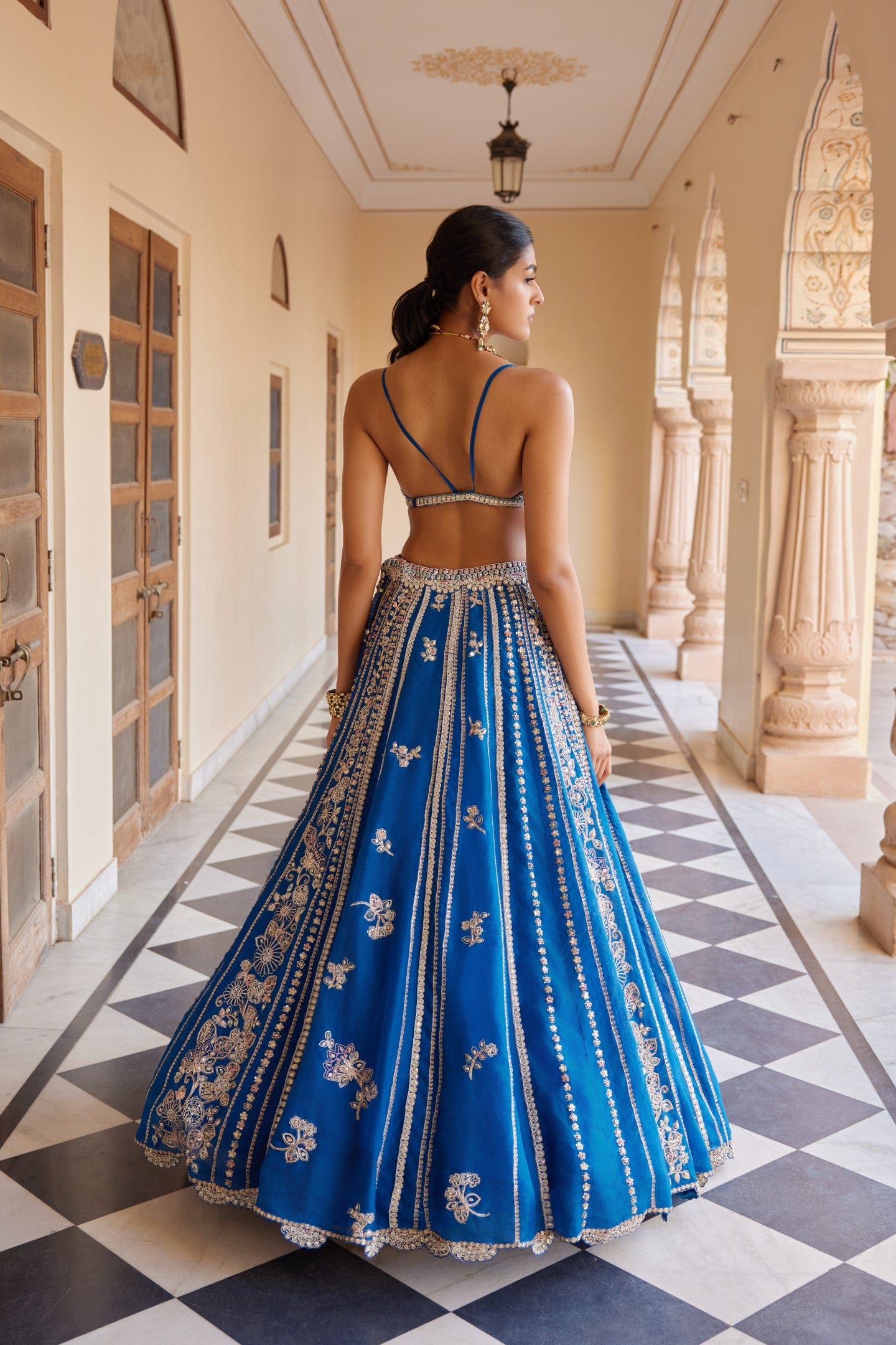 Jade Blue Embroidered Lehenga