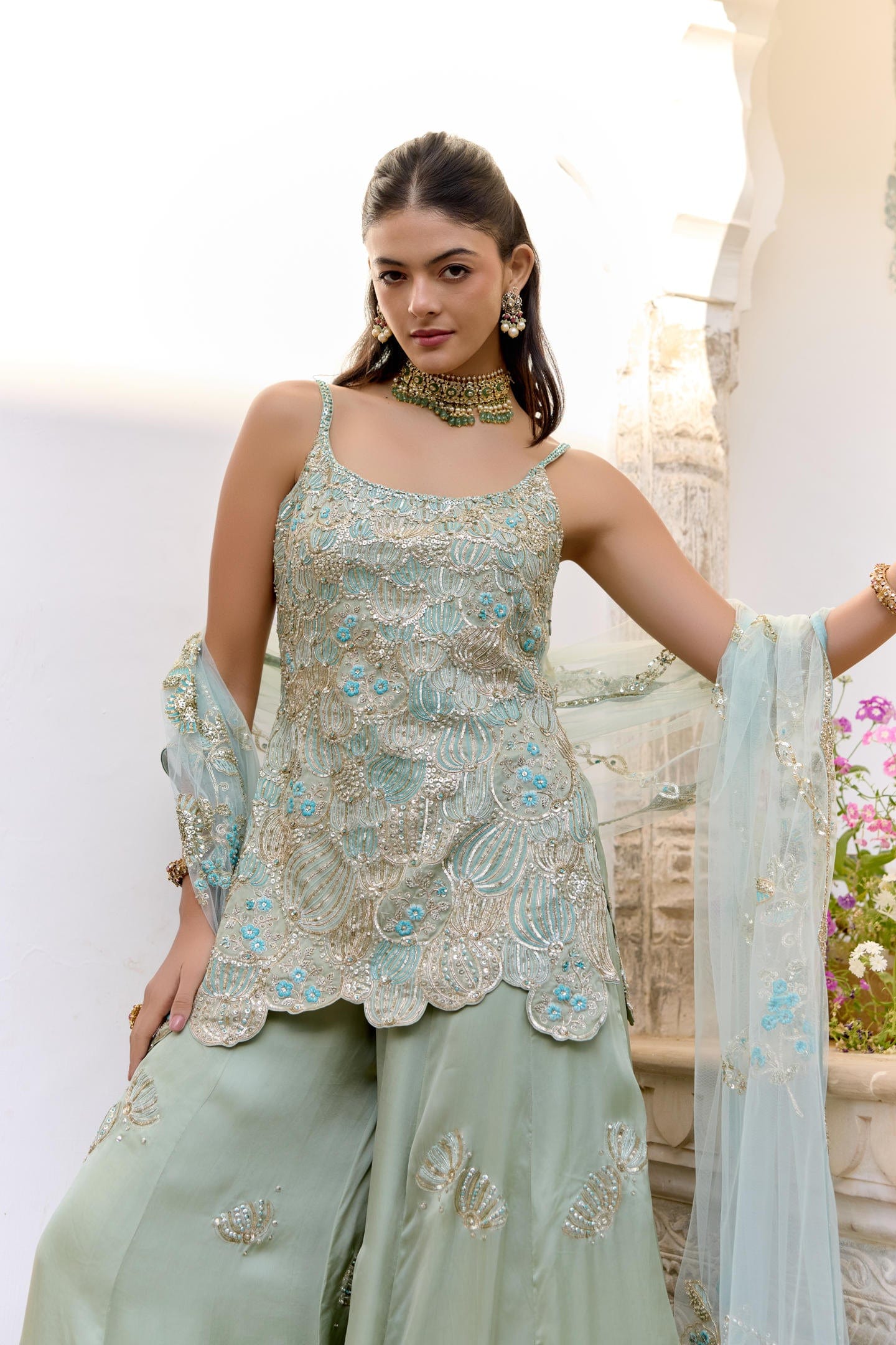 Sage Sharara Set