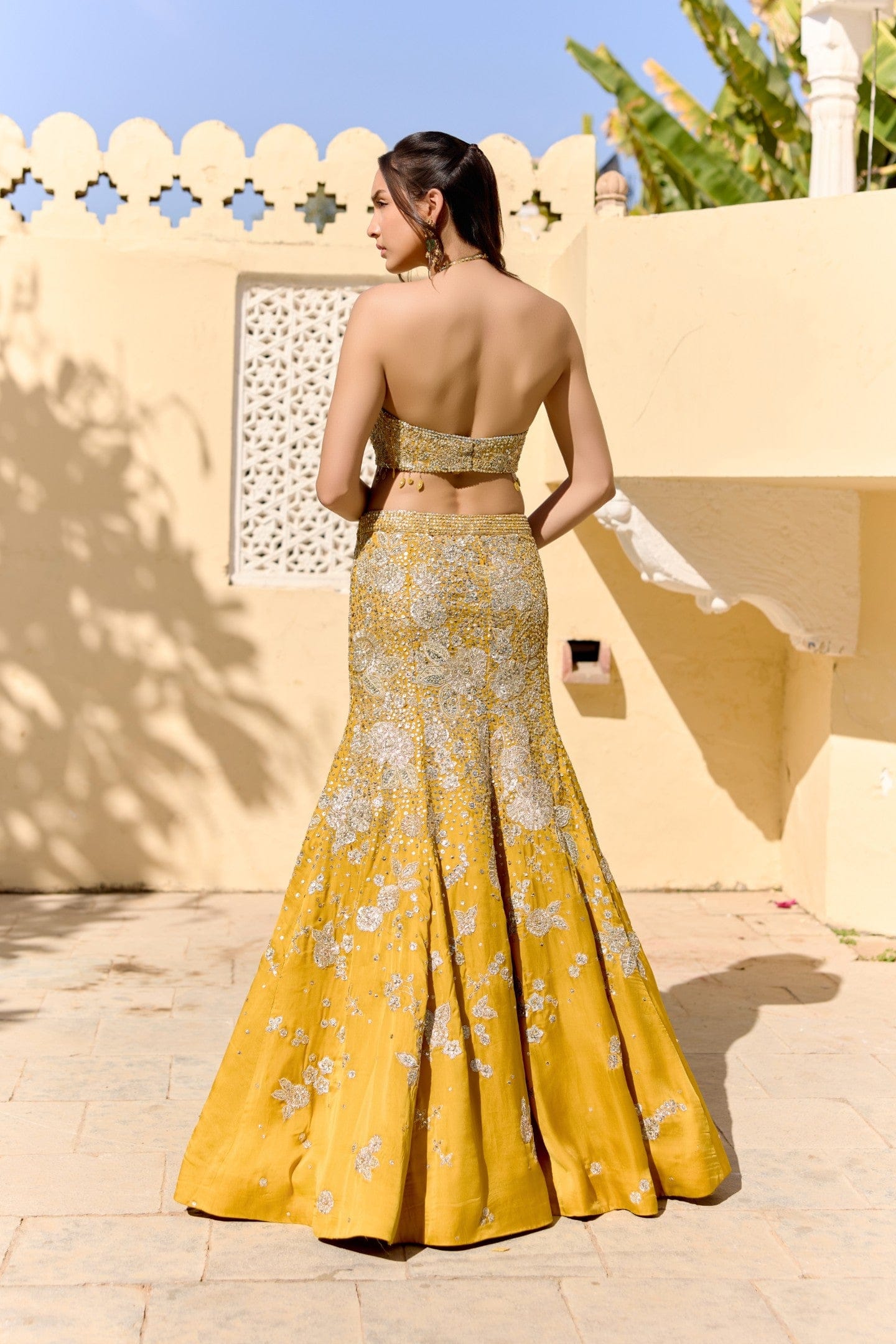 Canary Yellow Fish Cut Lehenga