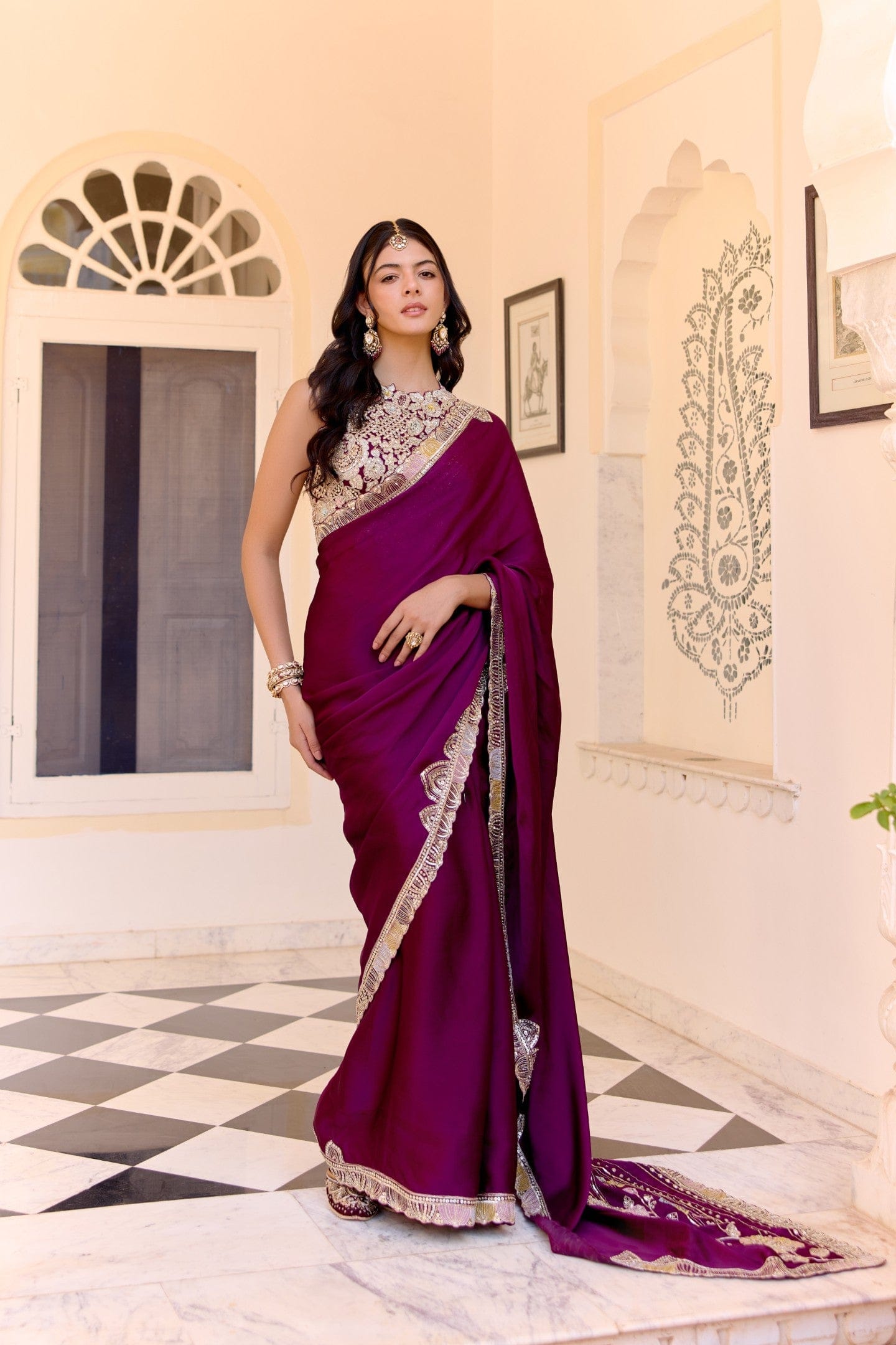 Dark Plum Saree Set