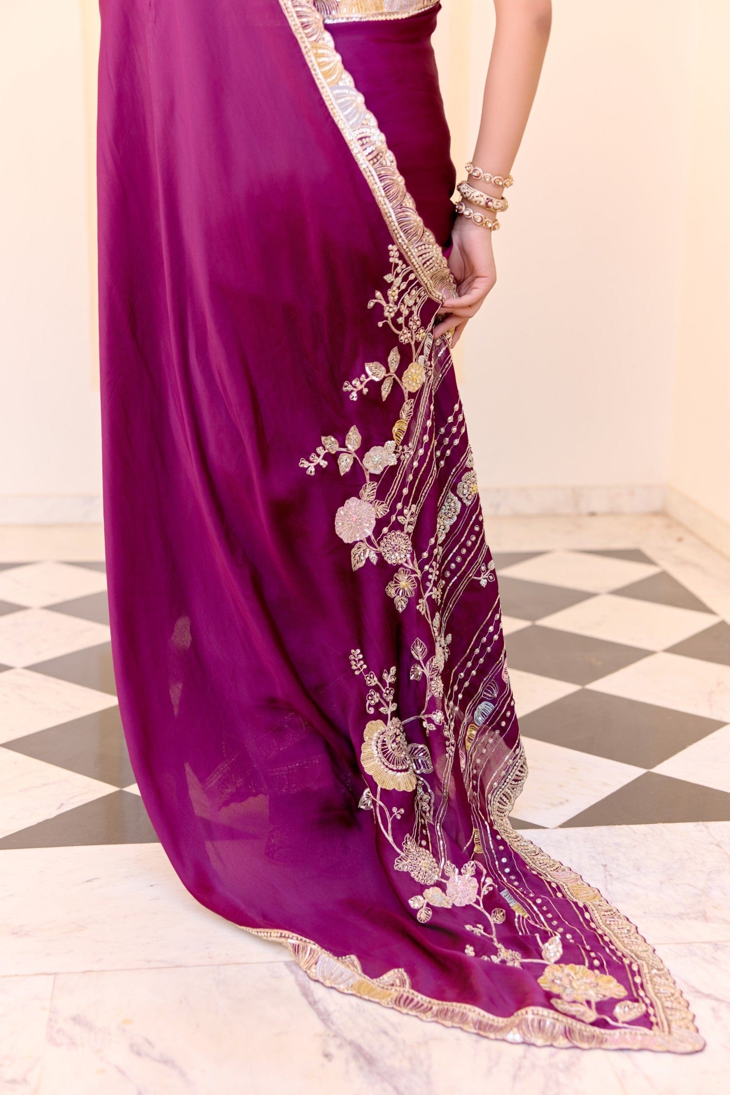 Dark Plum Saree Set