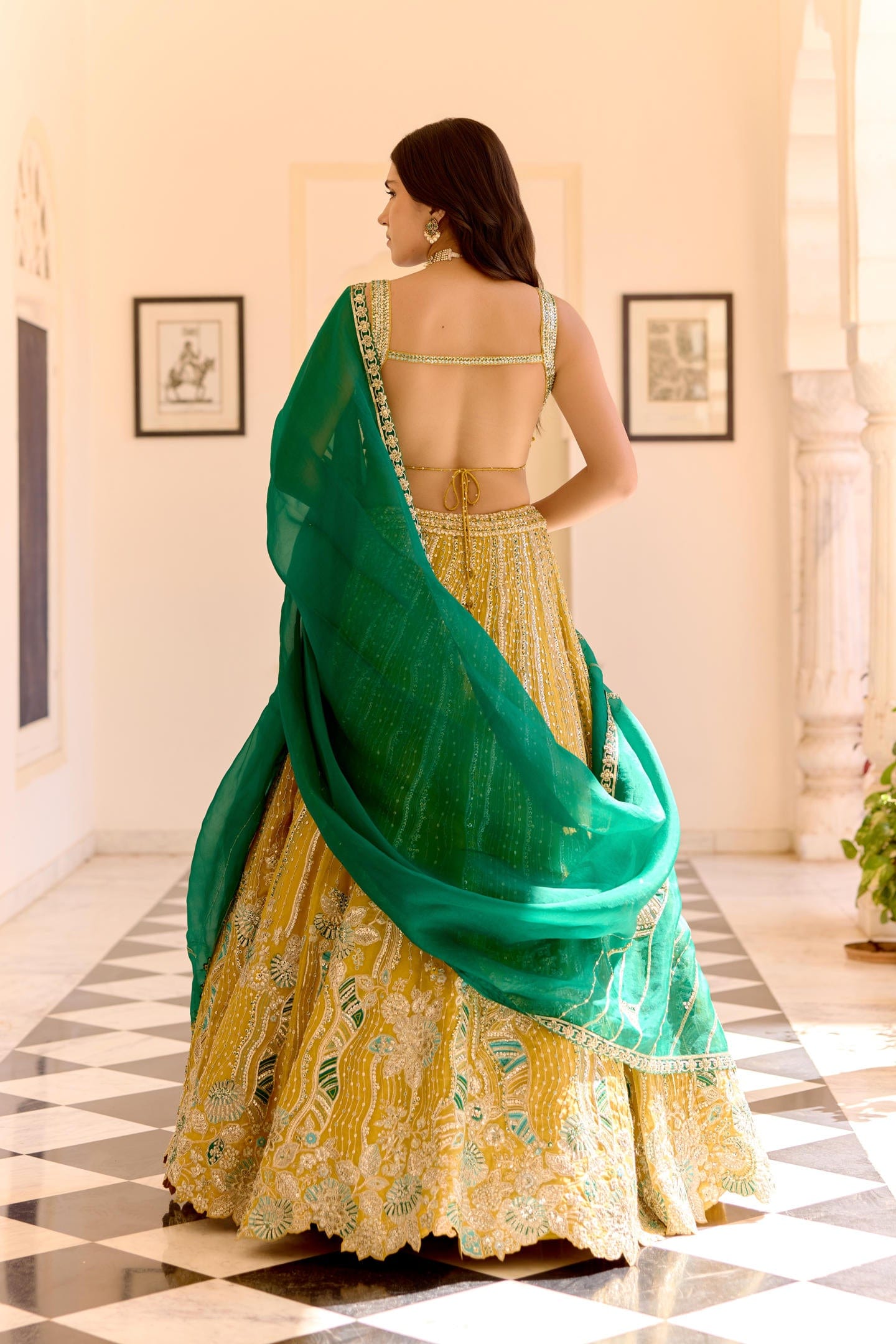 Canary Yellow Organza Lehenga Set