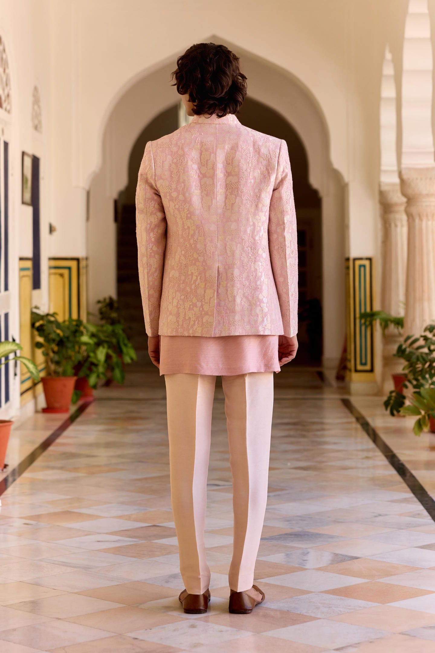 Camellia Pink Open Bandhgala Set