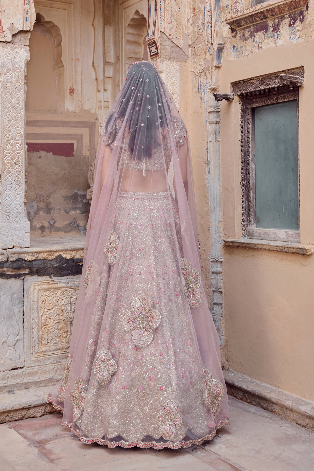 Skin Rose Embroidered Bridal Lehenga Set