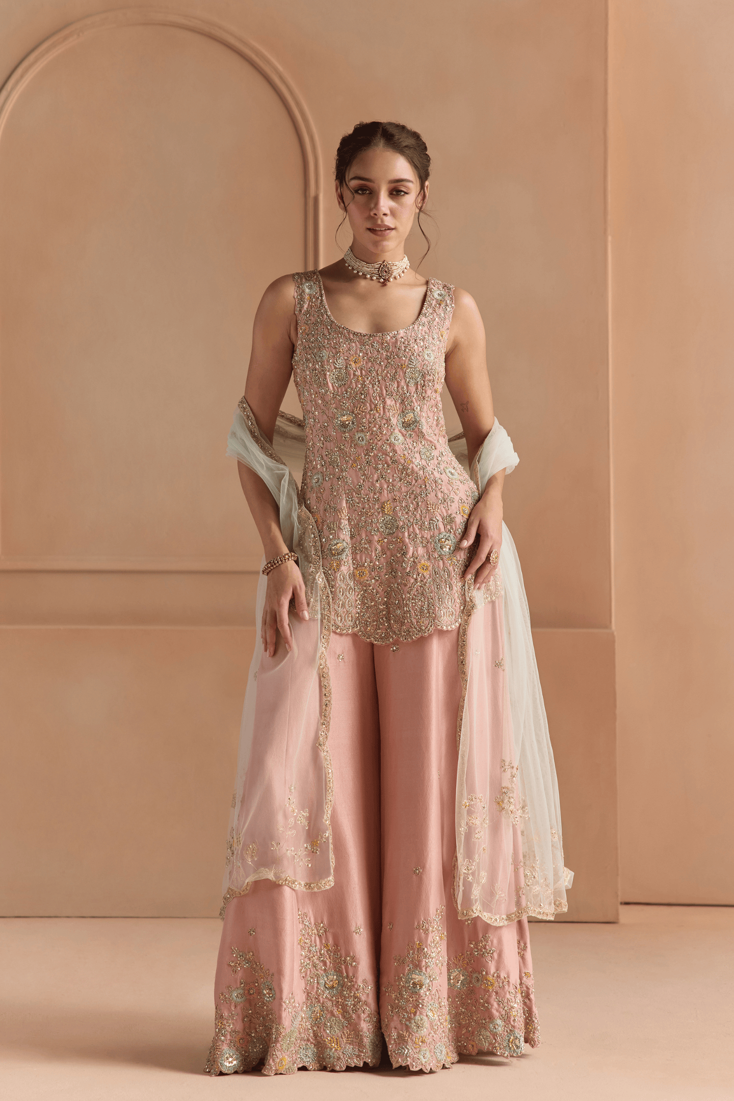 Oyester Pink Sharara Set