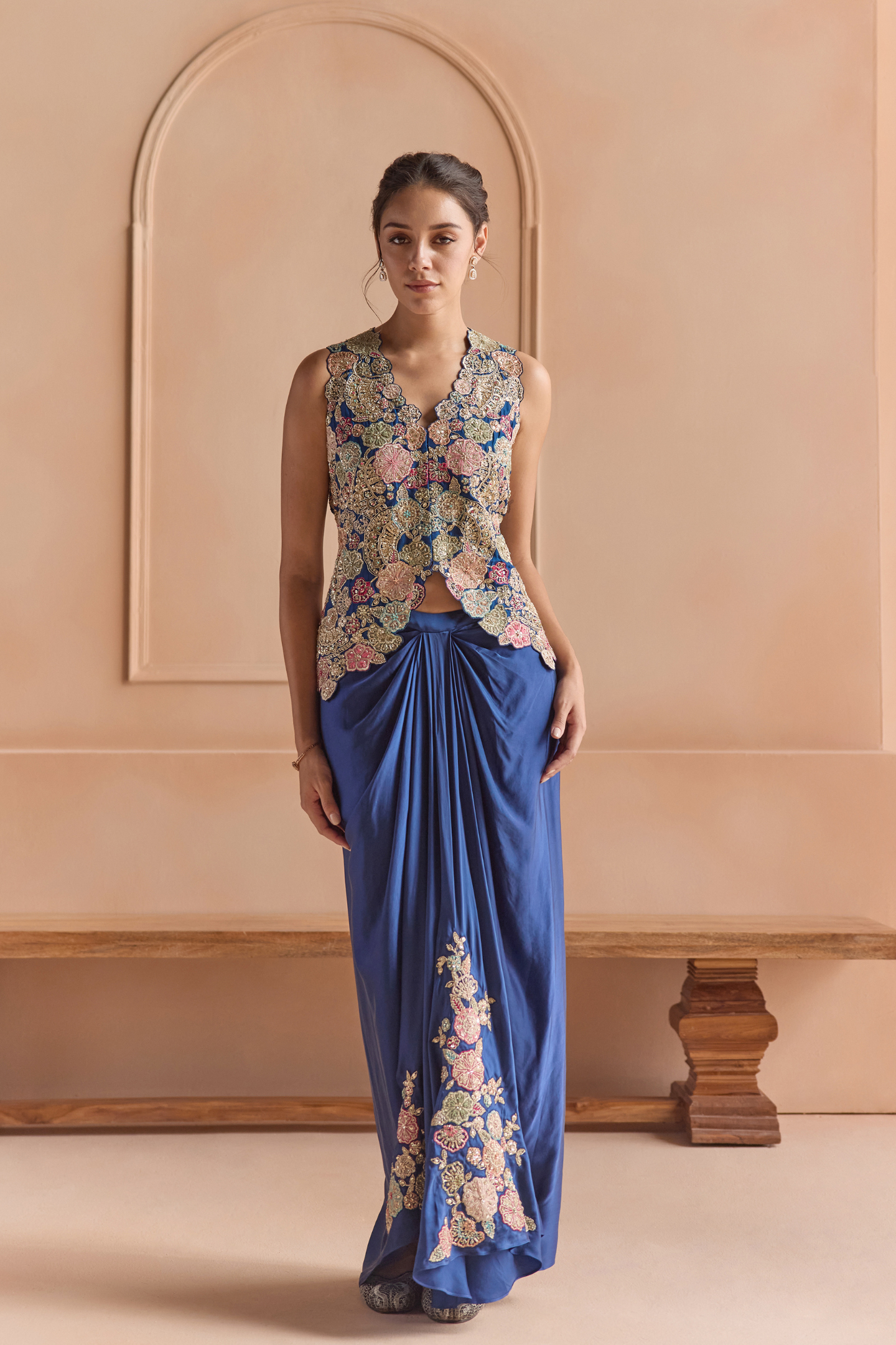 French Navy Embroidered Set