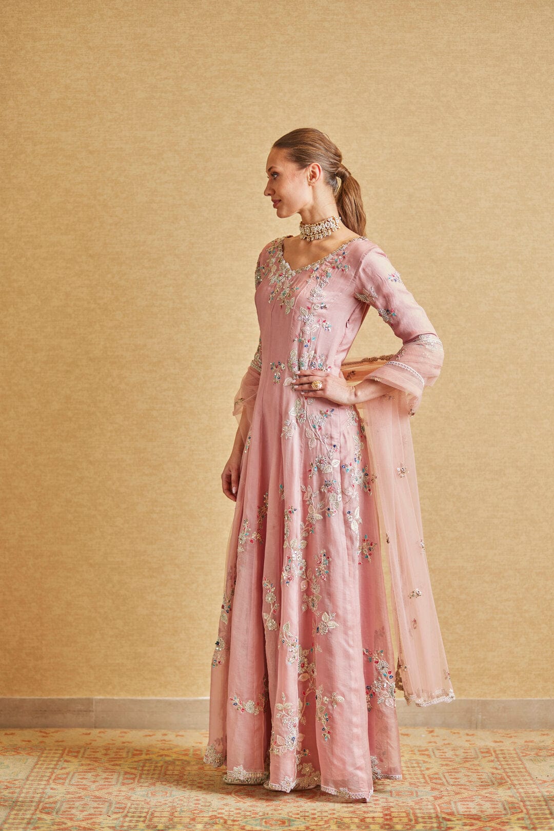 Soft Berry Embroidered Anarkali