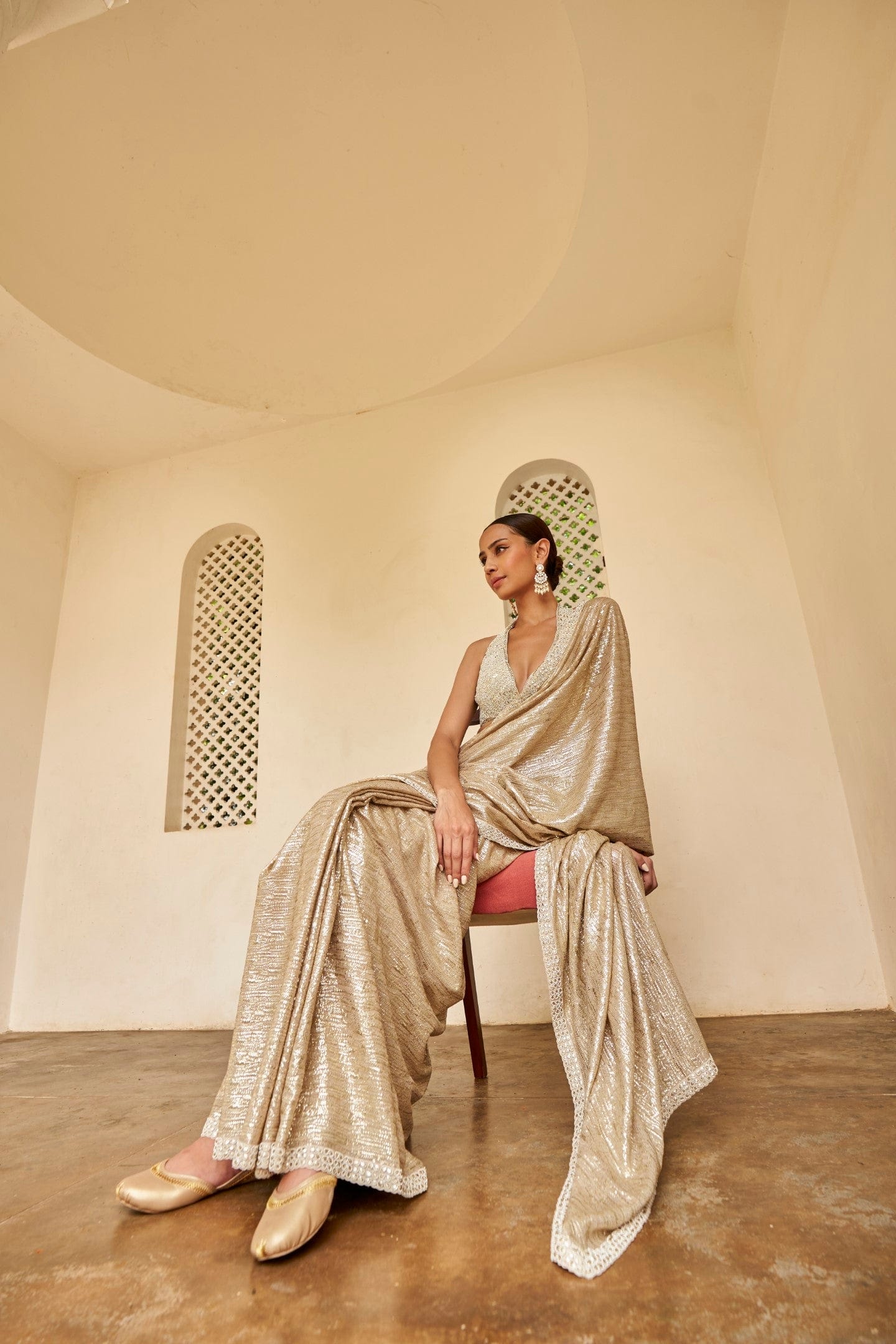 Champagne Gold Saree Set