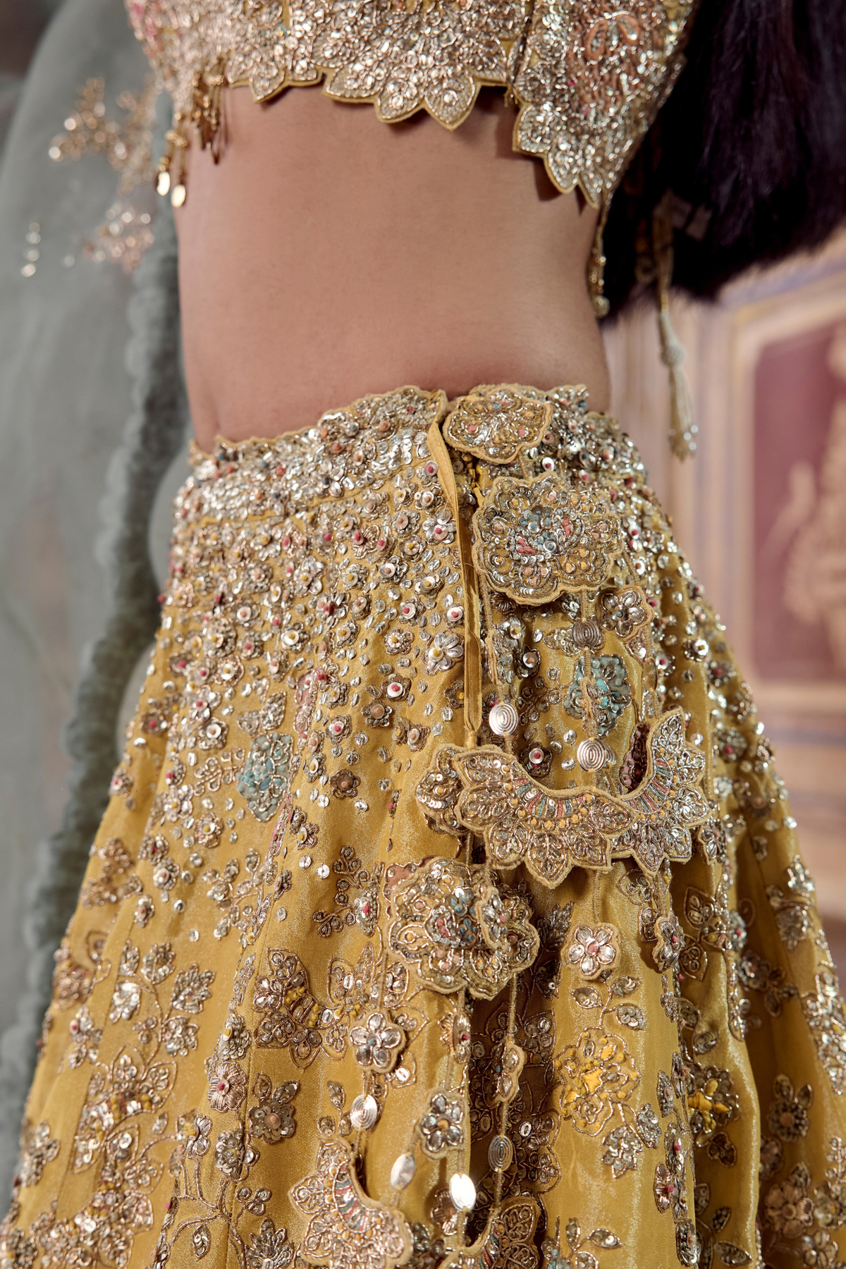 Maize Yellow Embroidered Lehenga Set