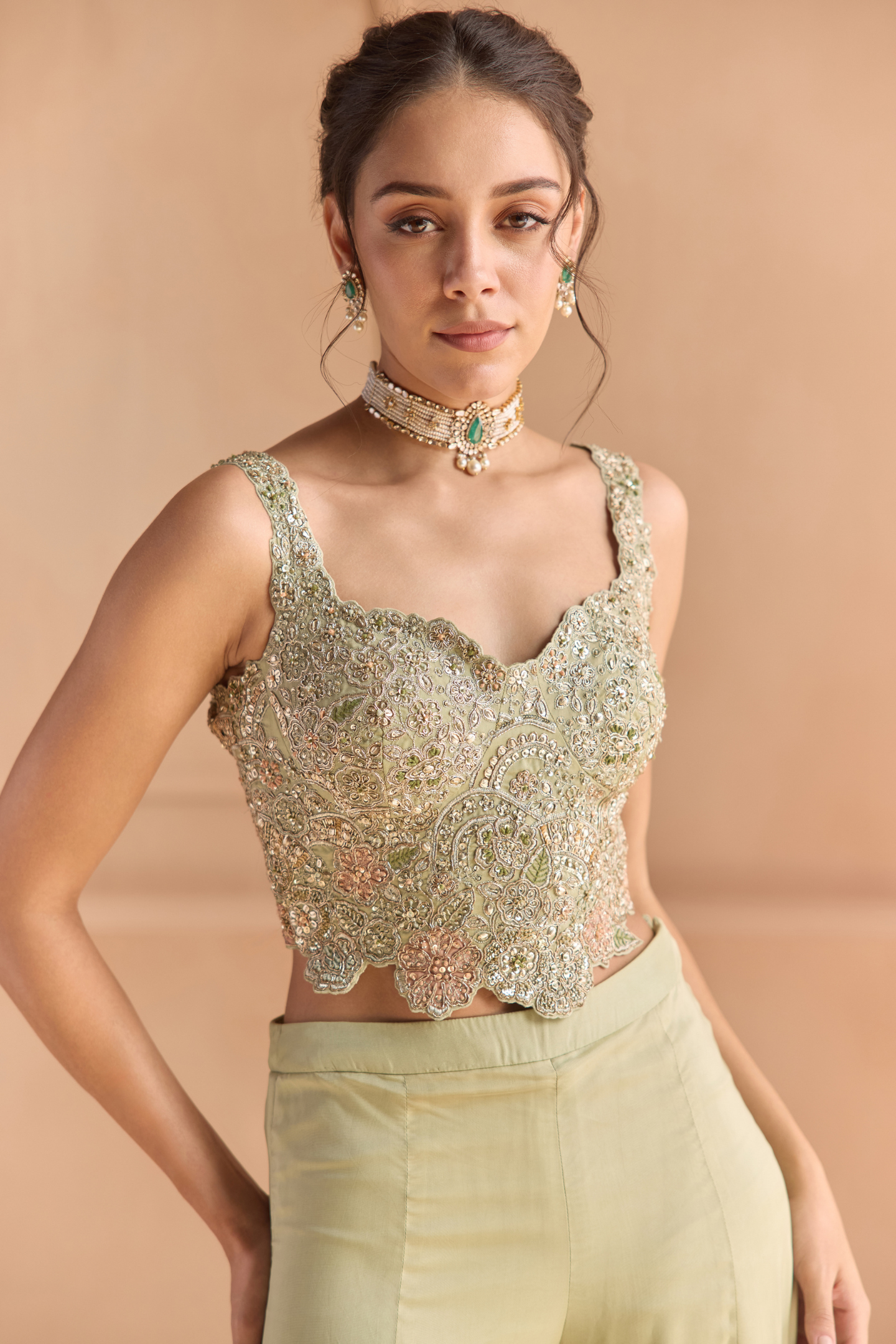 Sage Embroidered Top & Pant Set