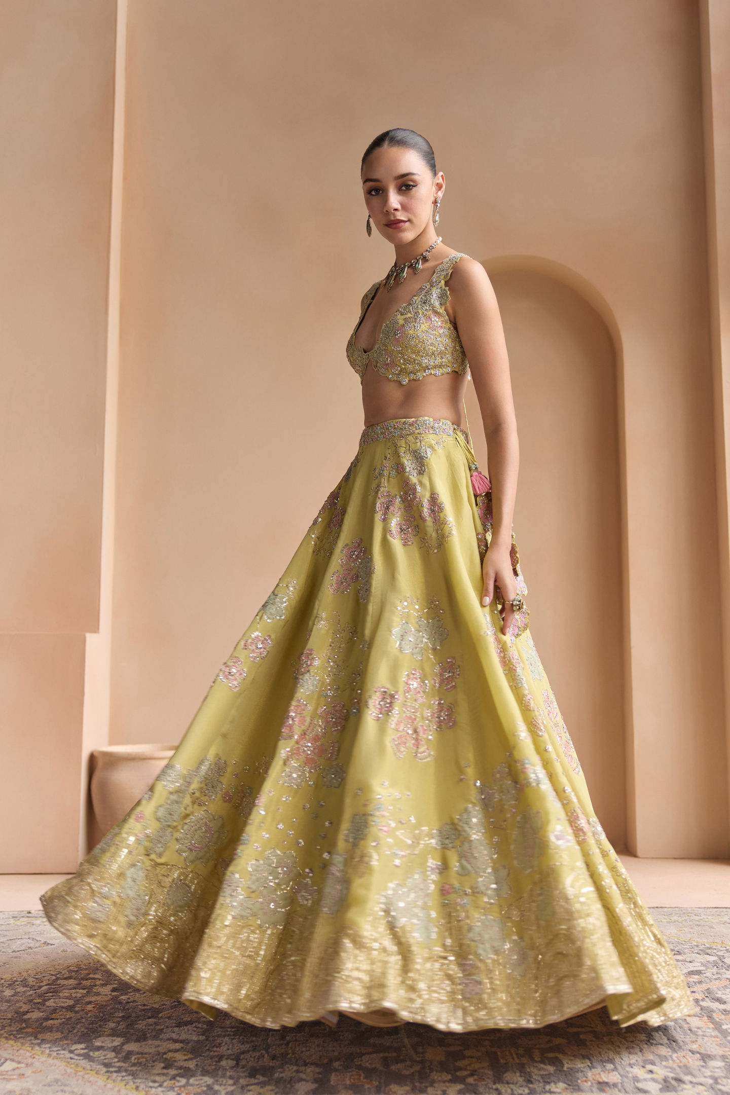 Citrus Yellow Embroidered Lehenga Set