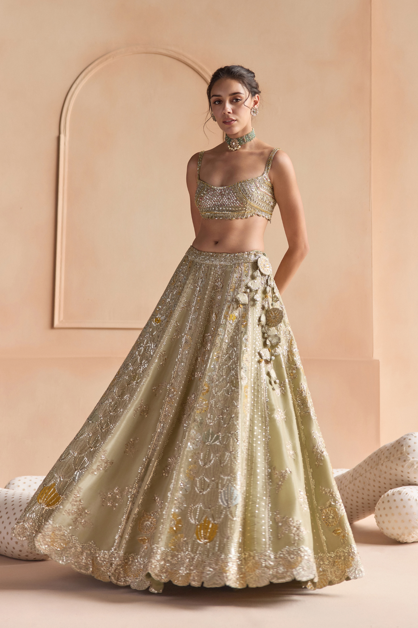 Sage Embroidered Lehenga Set