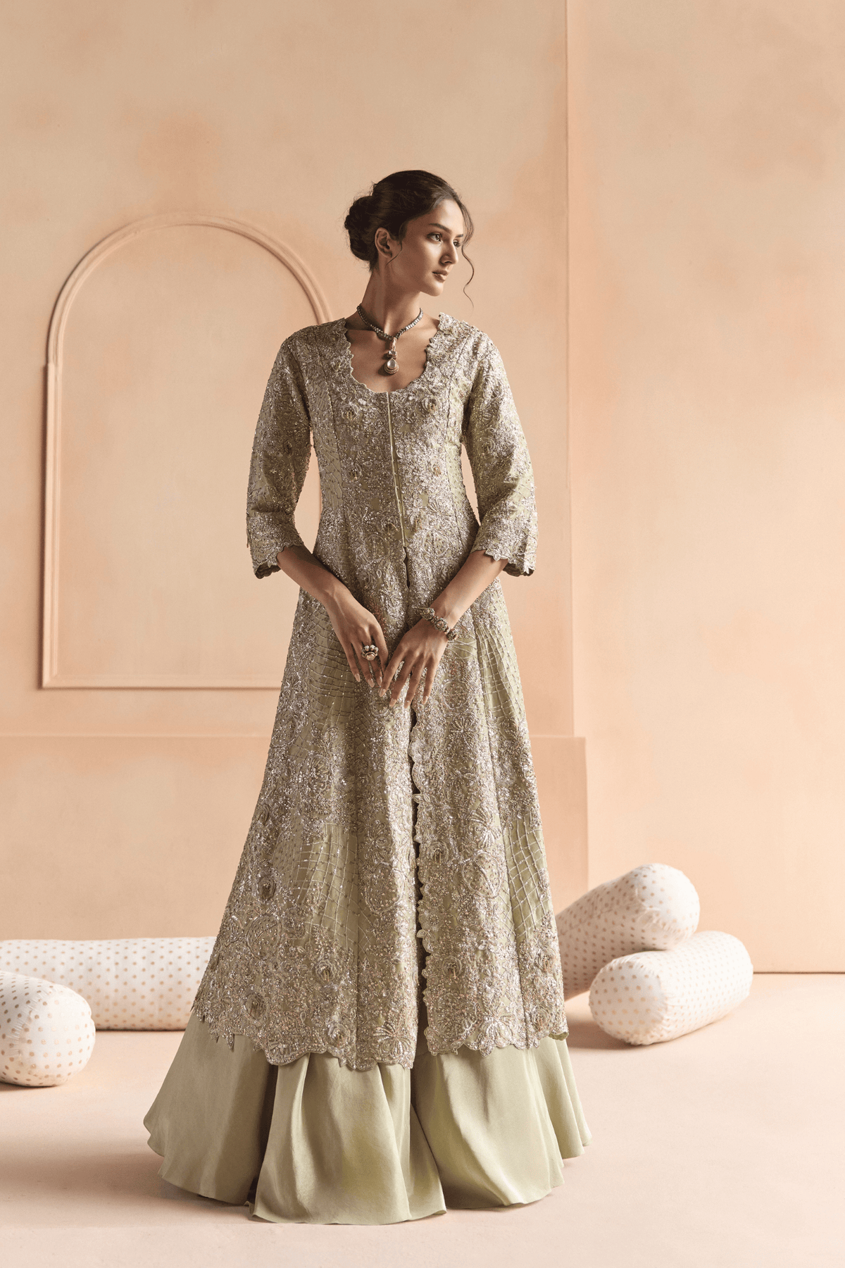 Sage Embroidered Jacket Set