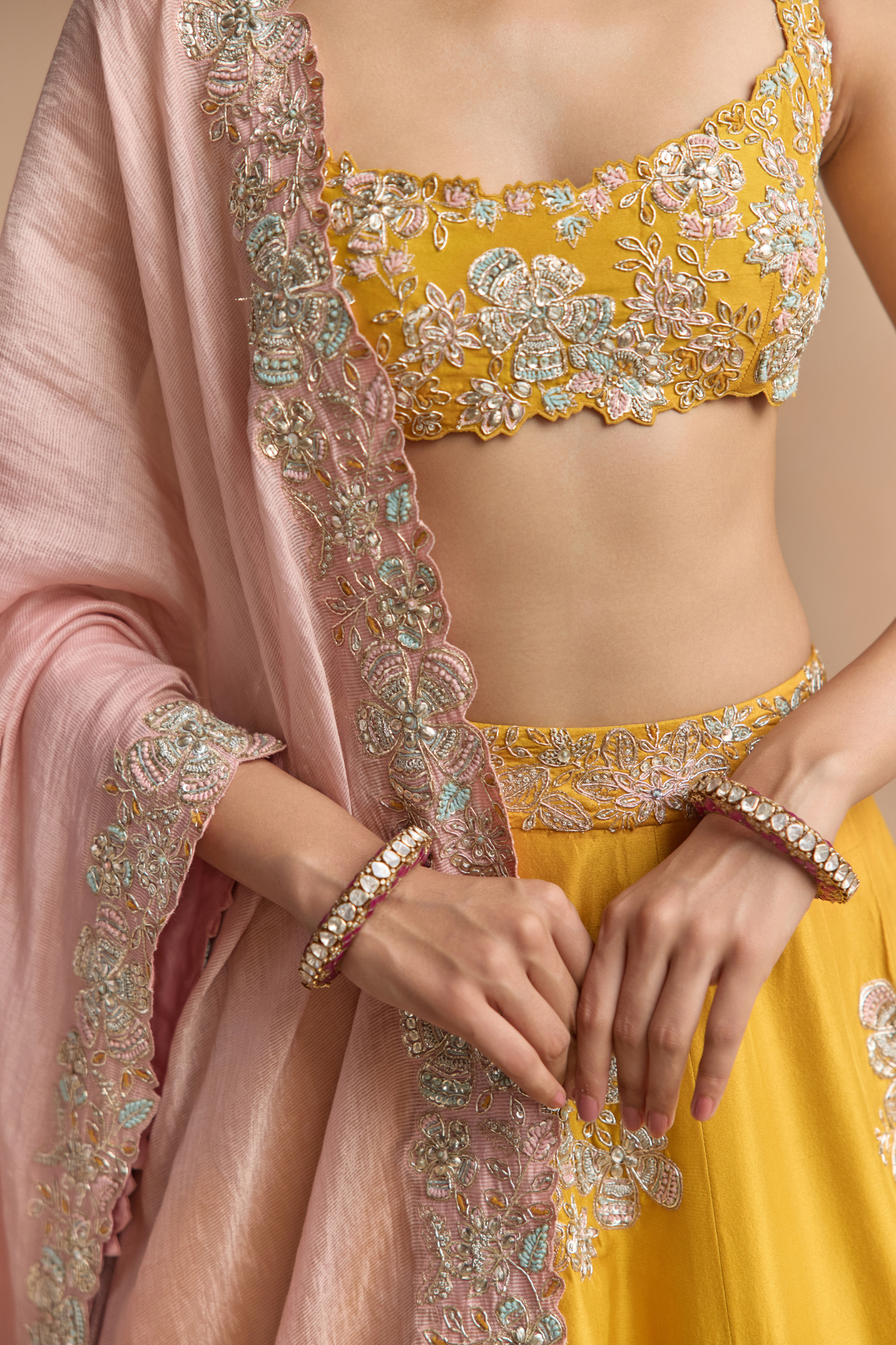 Marigold Embroidered Lehenga Set