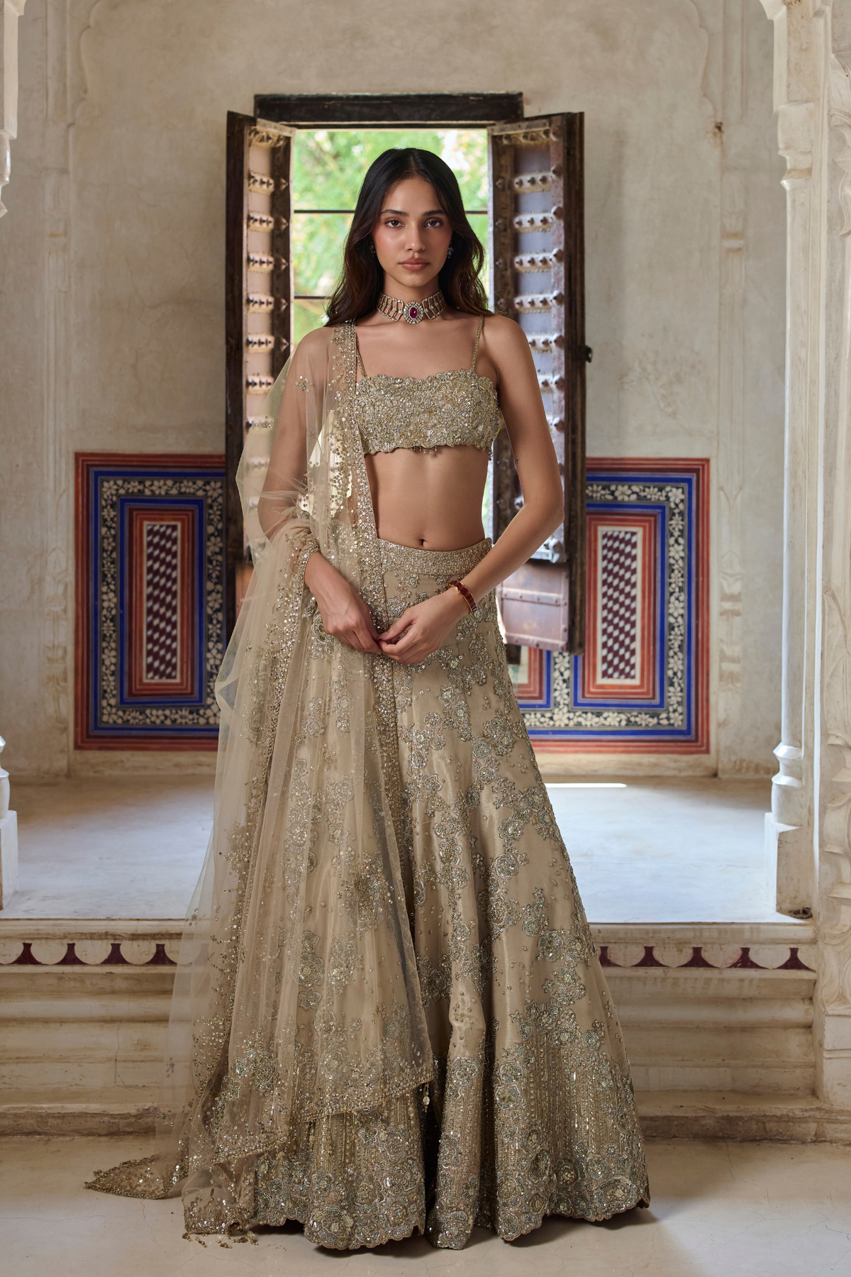 Champagne Blossom Lehenga Set