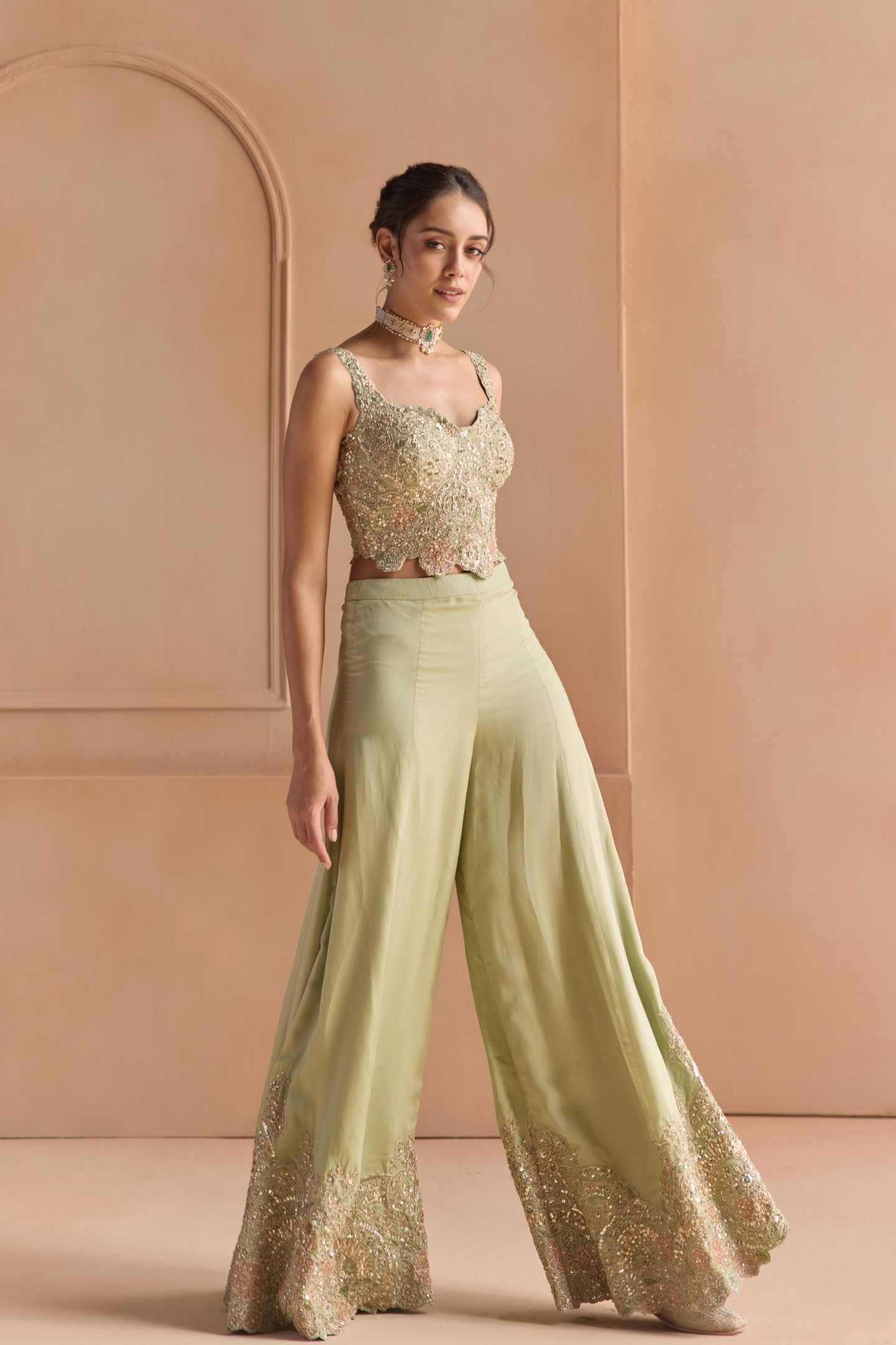 Sage Embroidered Top & Pant Set