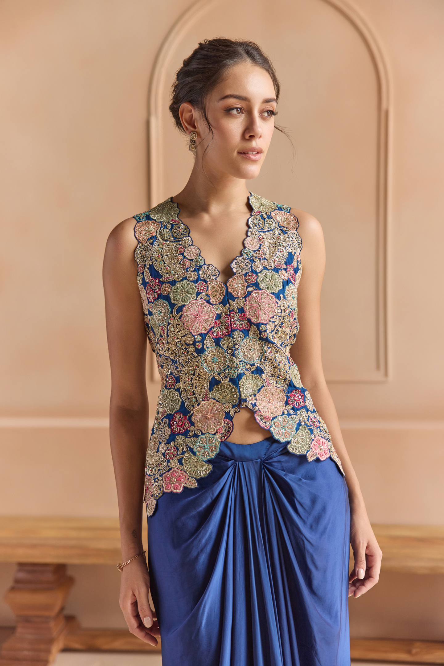 French Navy Embroidered Set