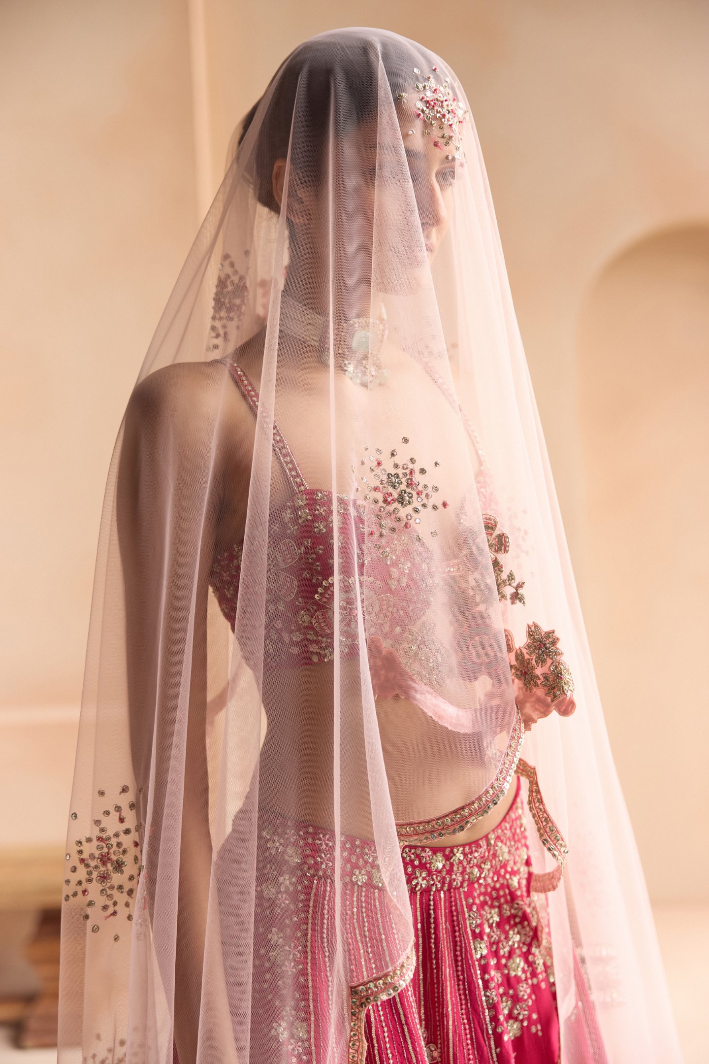 Cut Ruby Embroidered Mulberry Lehenga Set