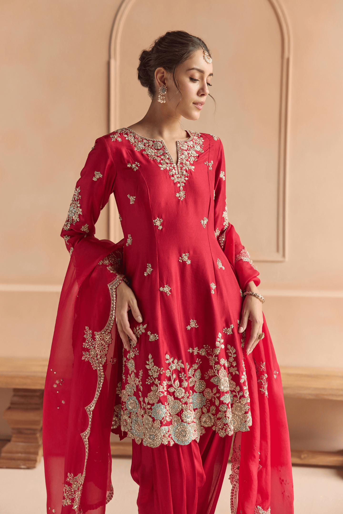 Cherry Red Kurta Set