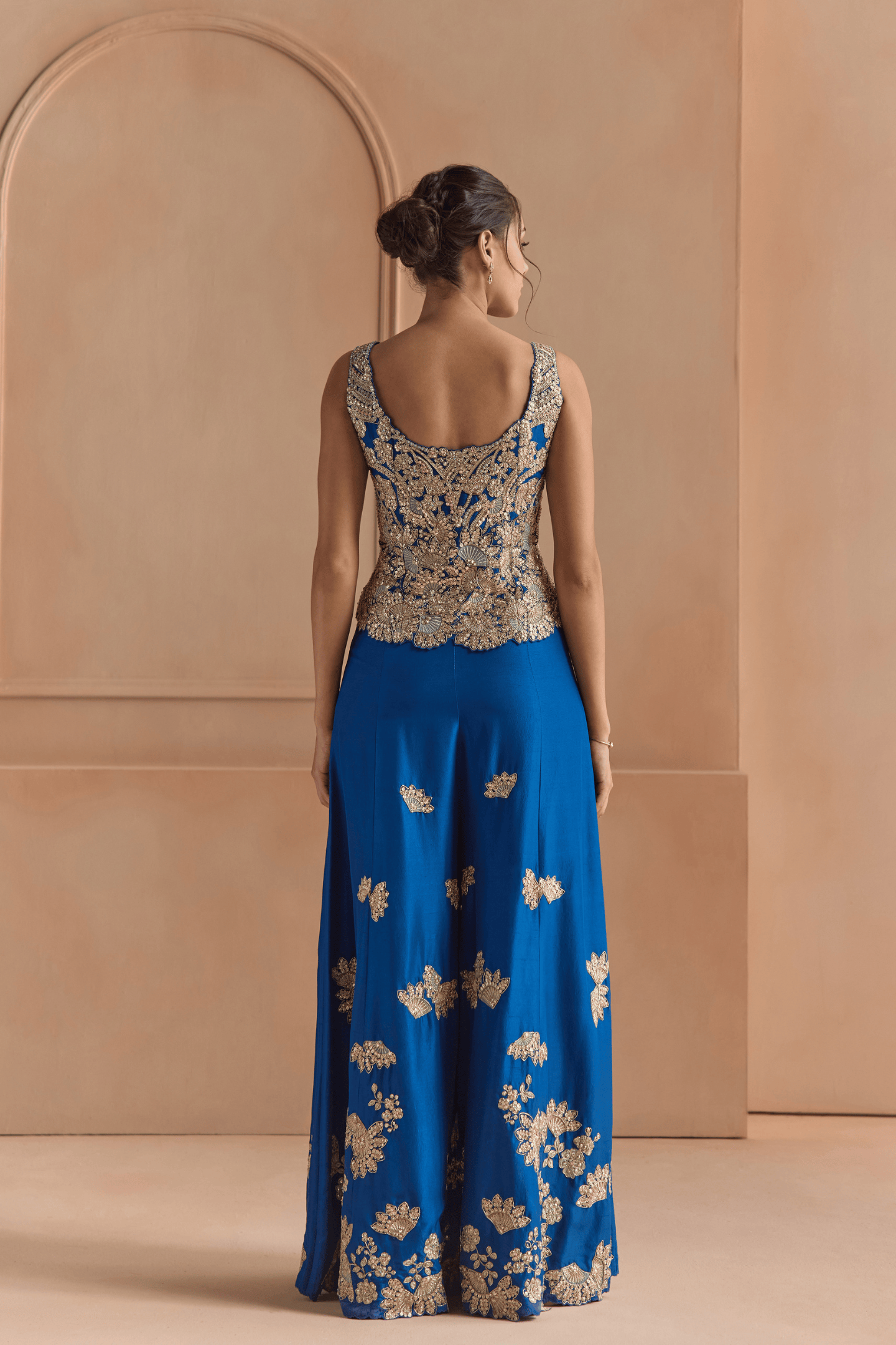 Jade Blue Embroidered Top & Garara Set