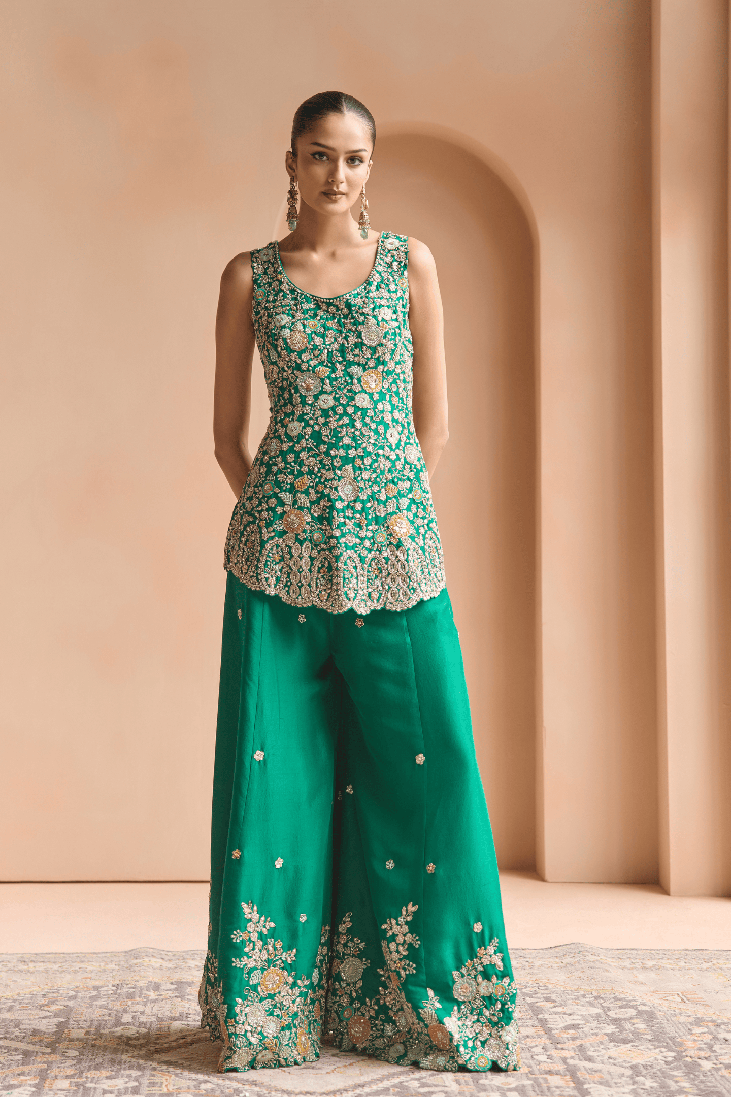 Jewel Green Sharara Set