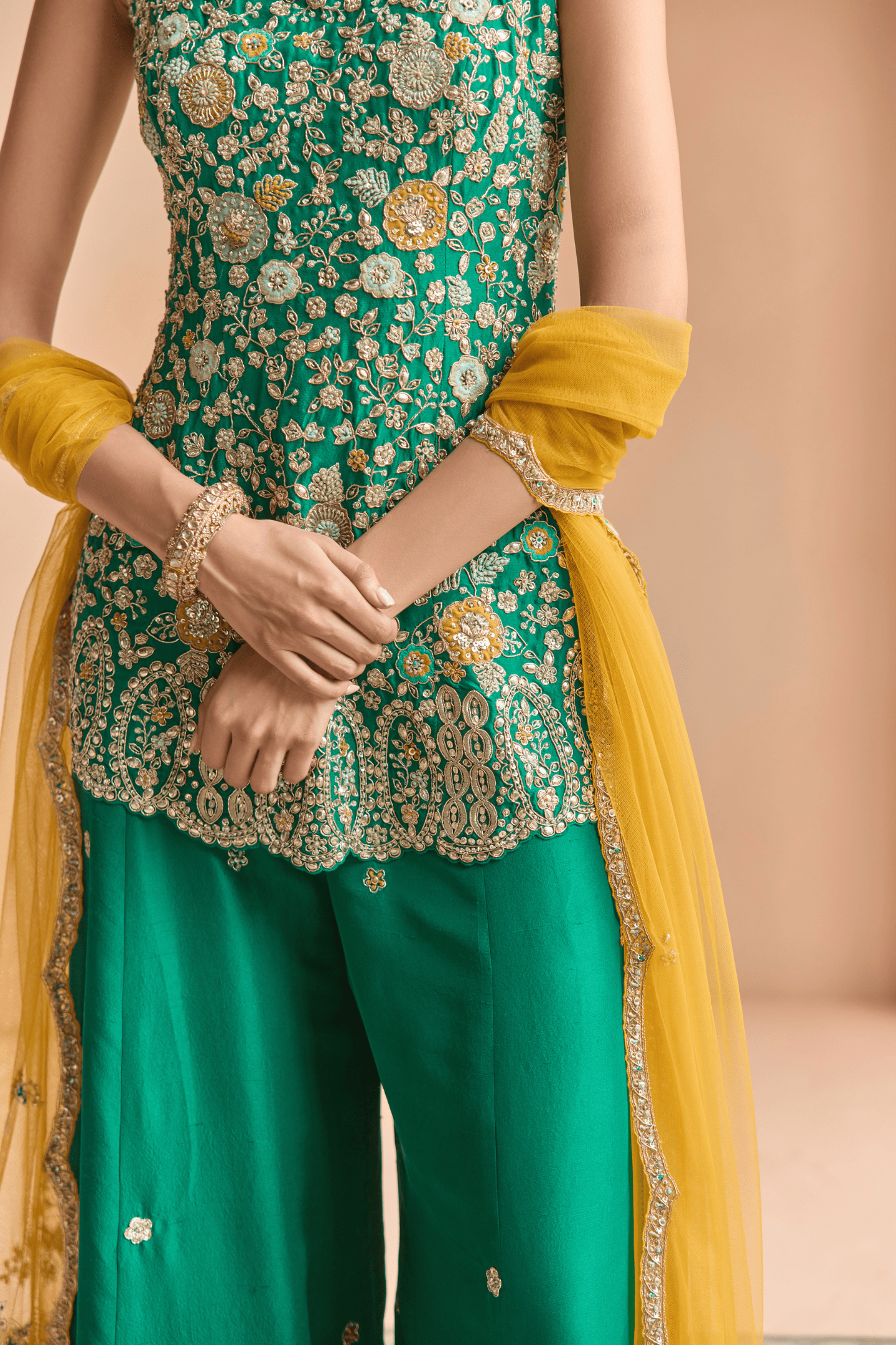Jewel Green Sharara Set