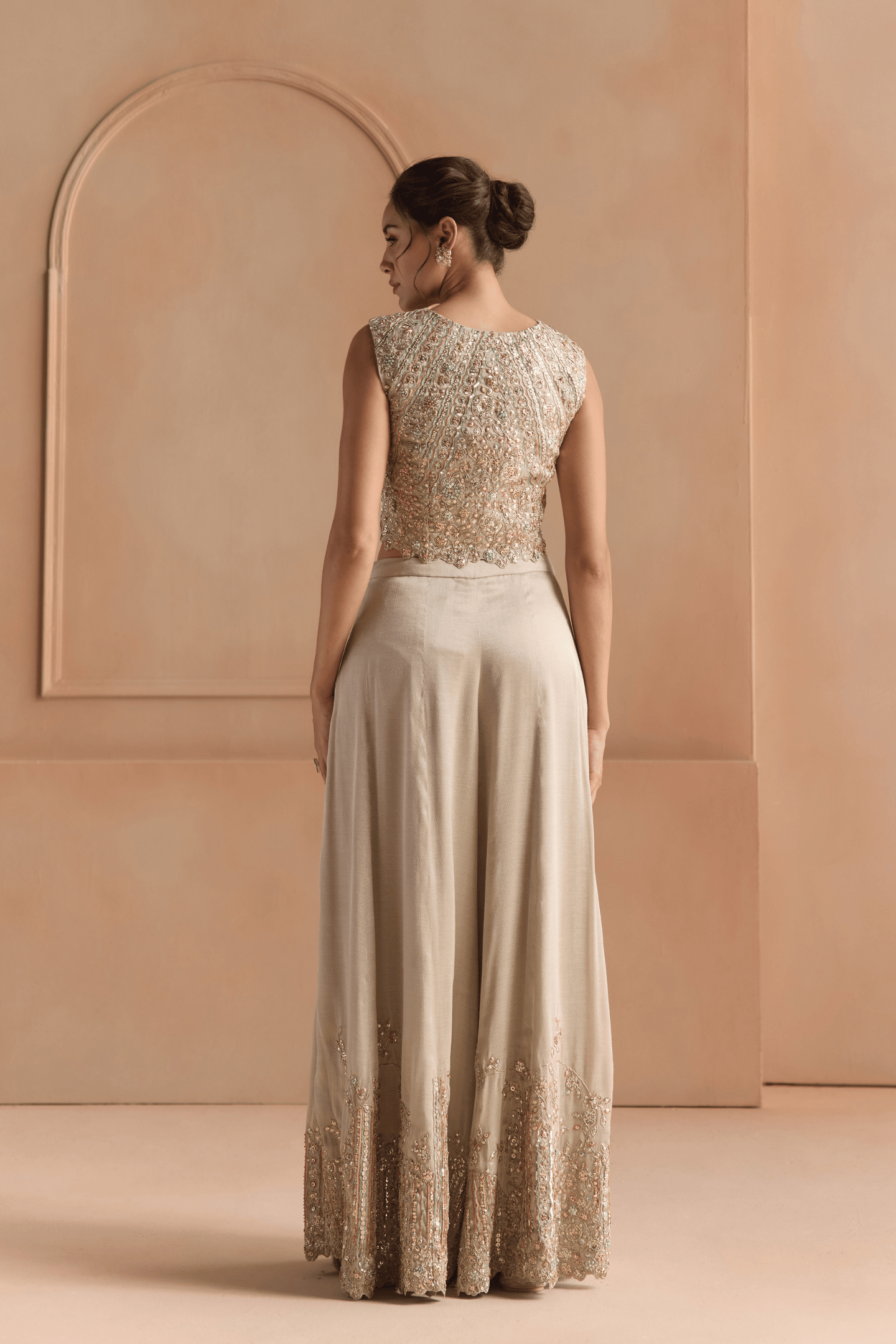 Platinum Grey Embroidered Top Set