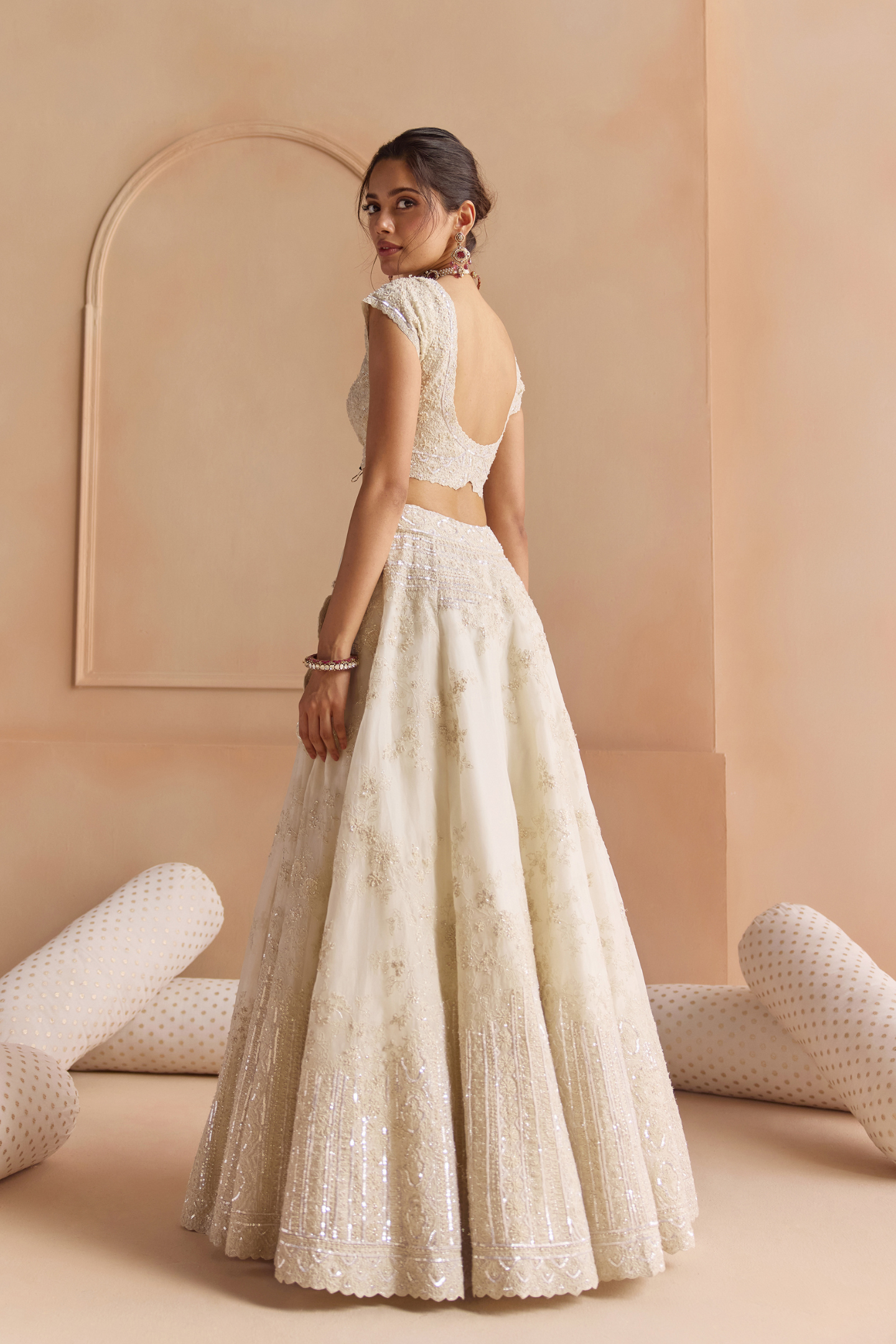 Ivory Organza Lehenga Set