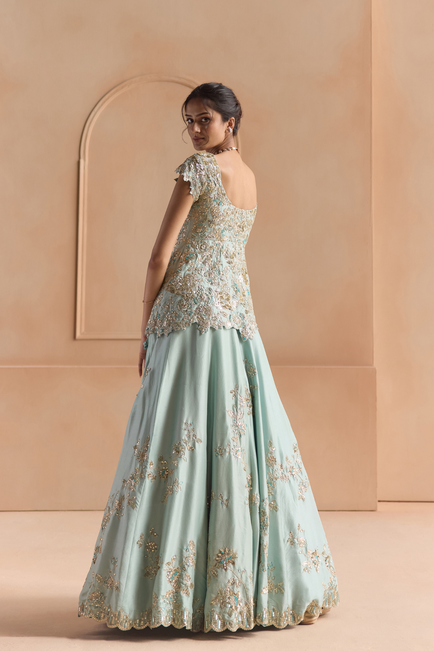 Teal Embroidered Lehenga Set