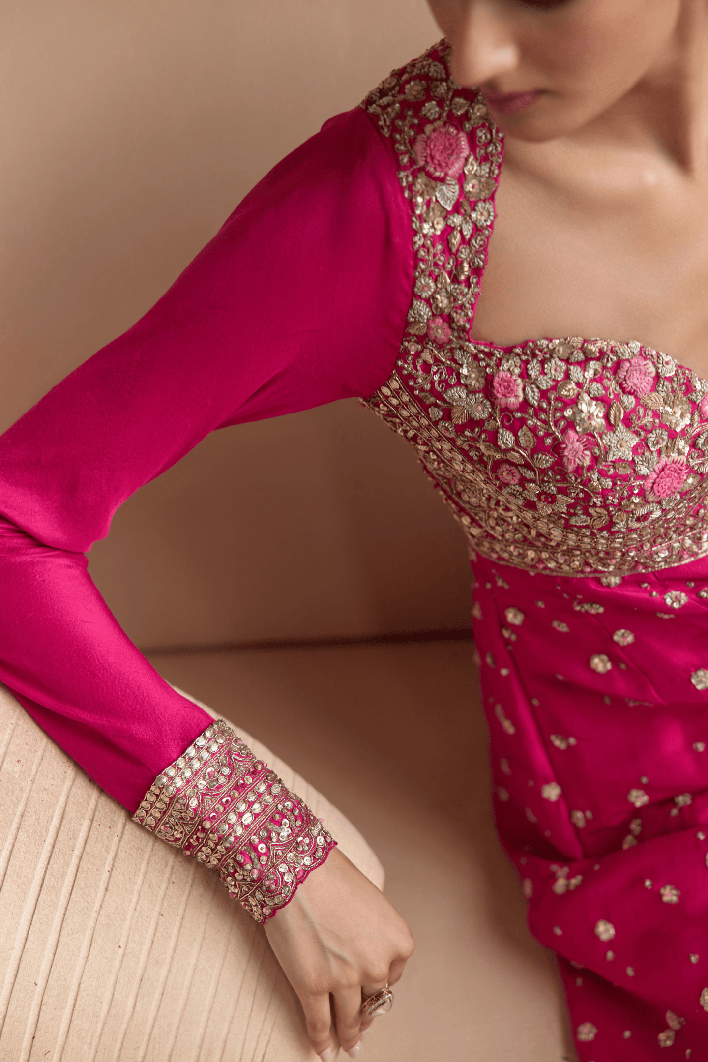 Scarlet Embroidered Anarkali Set