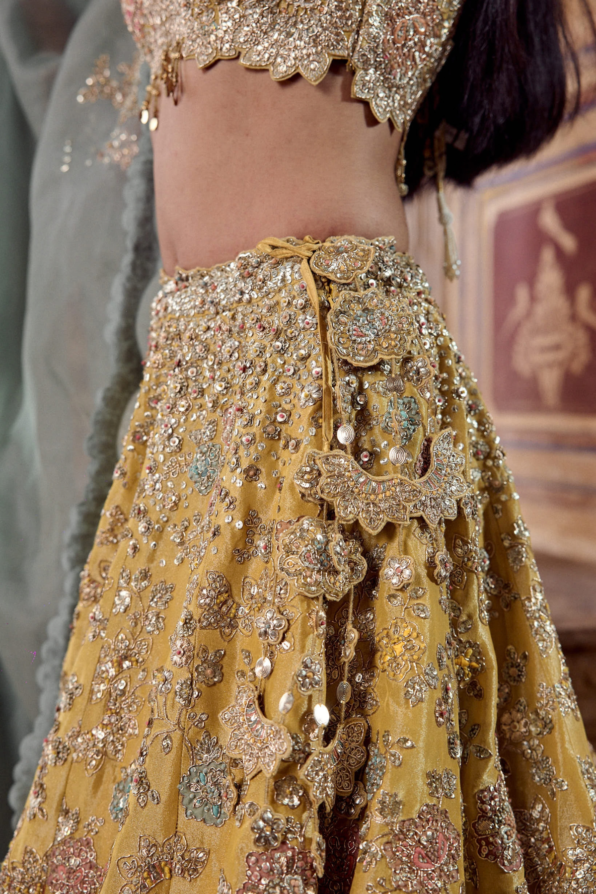 Maize Yellow Embroidered Lehenga Set