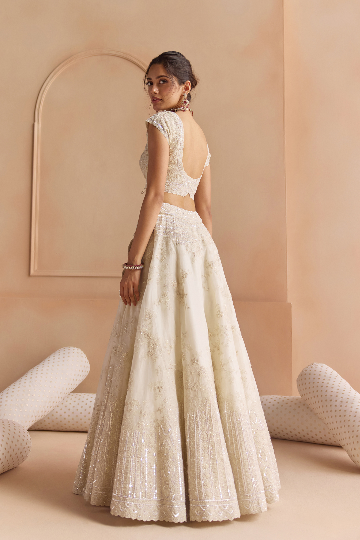 Ivory Organza Lehenga Set