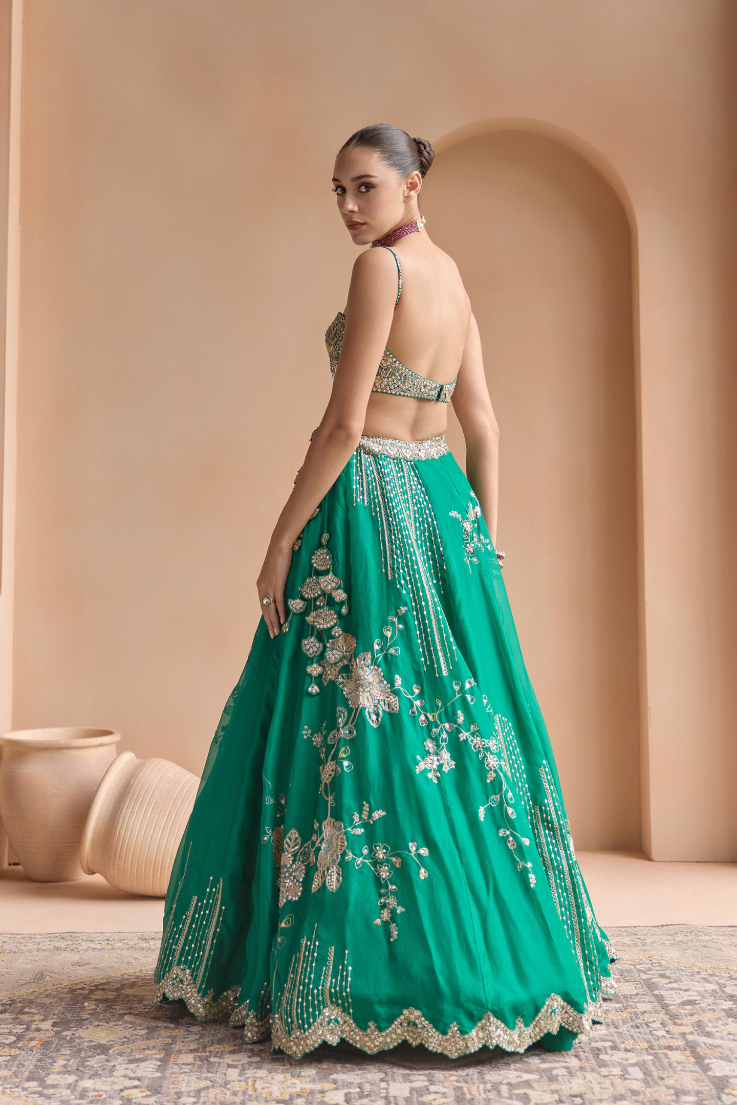 Jewel Green Embroidered Lehenga Set