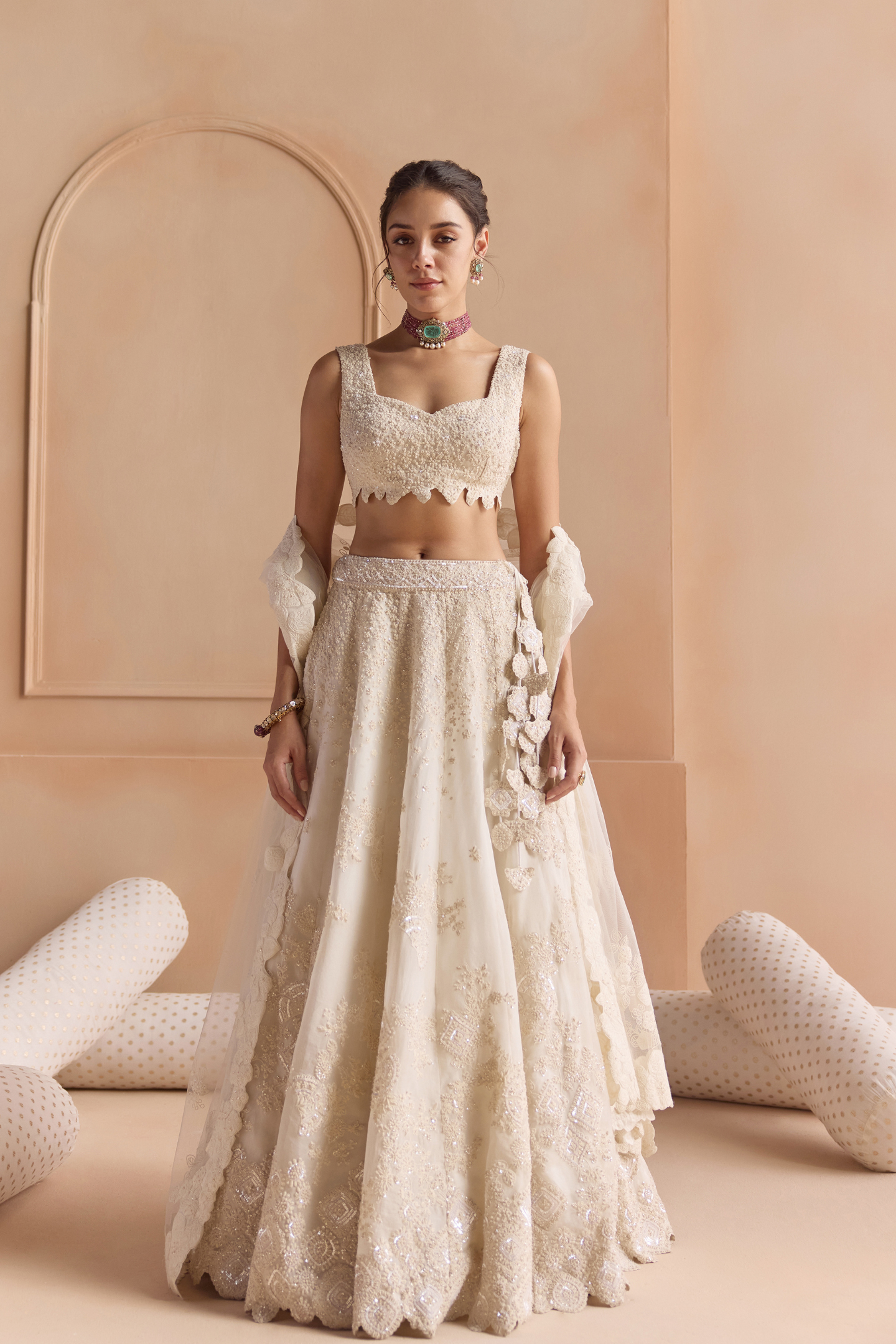 Ivory Thread Embroidered Lehenga Set