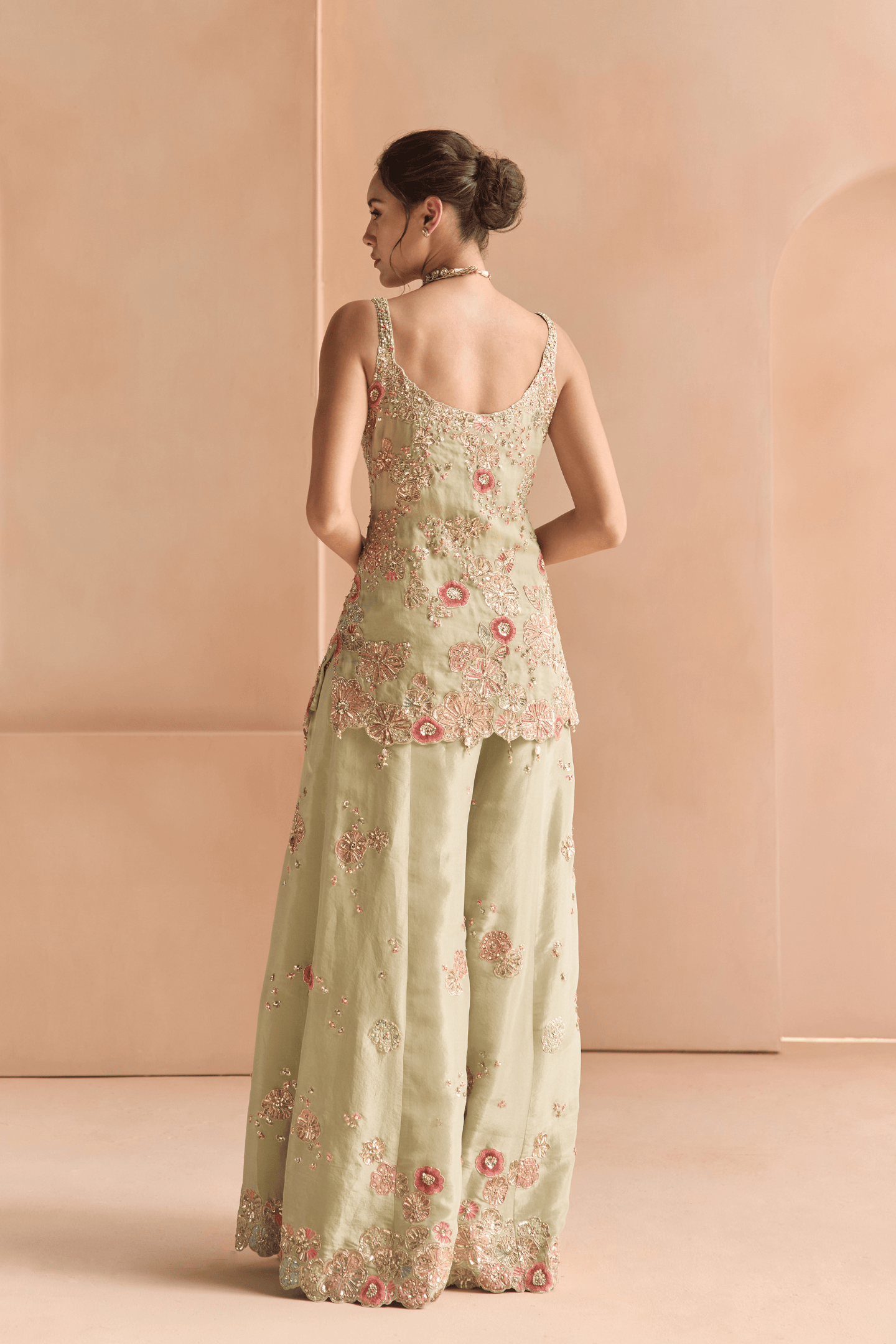 Sage Embroidered Sharara Set