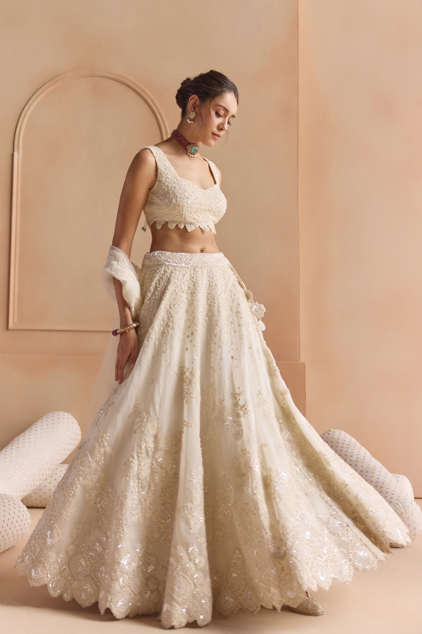 Ivory Organza Lehenga Set
