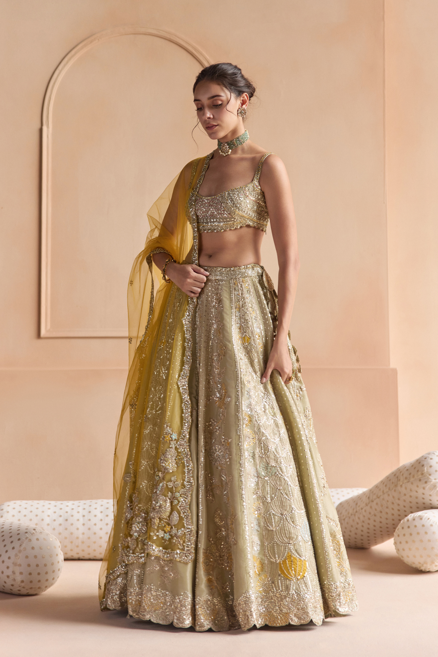 Sage Embroidered Lehenga Set