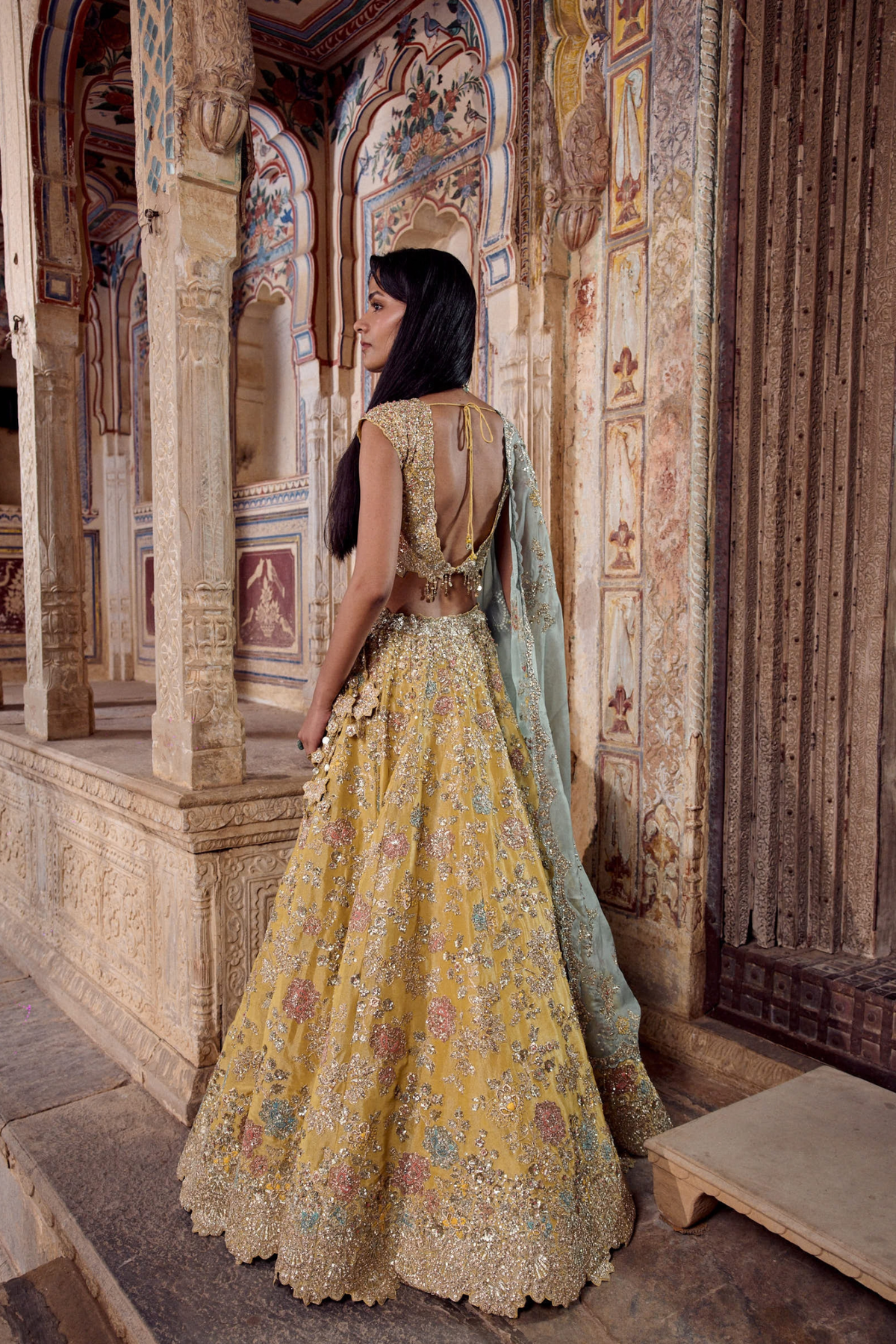 Maize Yellow Embroidered Lehenga Set